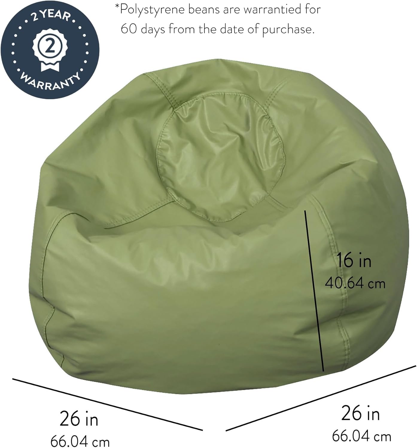 Children's Factory, CF610-036, 26" Go2 Bean Bag, Sage, Kids Flexible Seating for Reading Nook, Daycare, Playroom, Classroom, and Homeschool Furniture