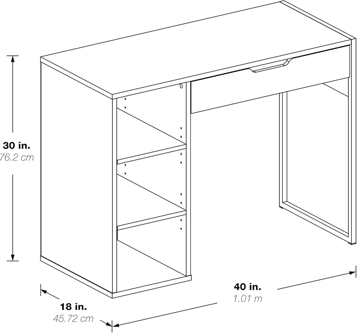 OSP Home Furnishings Ravel 40-Inch Wide Writing Desk, Grey Oak