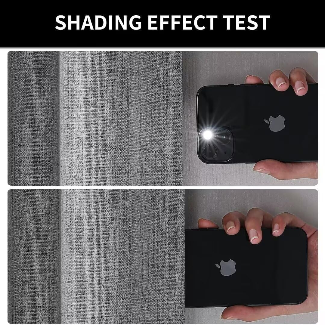 Joydeco Natural Linen Curtains 108 inch Length 2 Panels Set Burg 100% Blackout Patio Door Curtain Room Darkening Sliding Door Curtains Thermal Insulated Back tab Rod Pocket(105x108 inch, Light Grey)