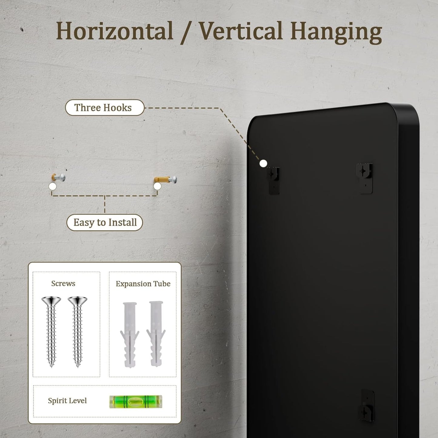 Large Bathroom Mirror 30x56 inch, Gorgeous Deep Frame Wall Vanity Mirror for Over Sink with Shatterproof Tempered Glass, Hanging Horizontal or Vertical, Black