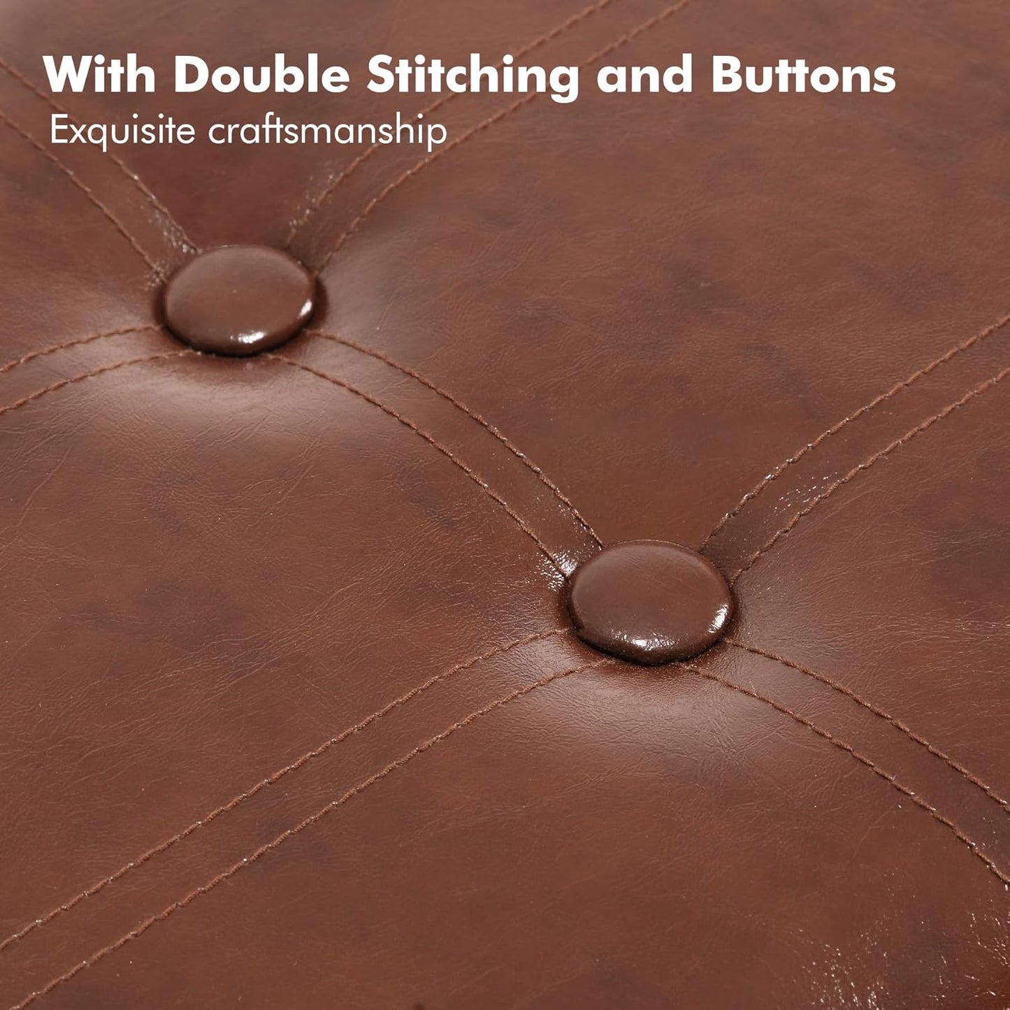 Apicizon 35.5" Shoe Rack Bench, 3-Tier Entryway Bench, with Leather Seat and Metal Frame, Loads 300 lb, Suitable for Living Room, Hallway, Mudroom, Doorway, Rustic Brown