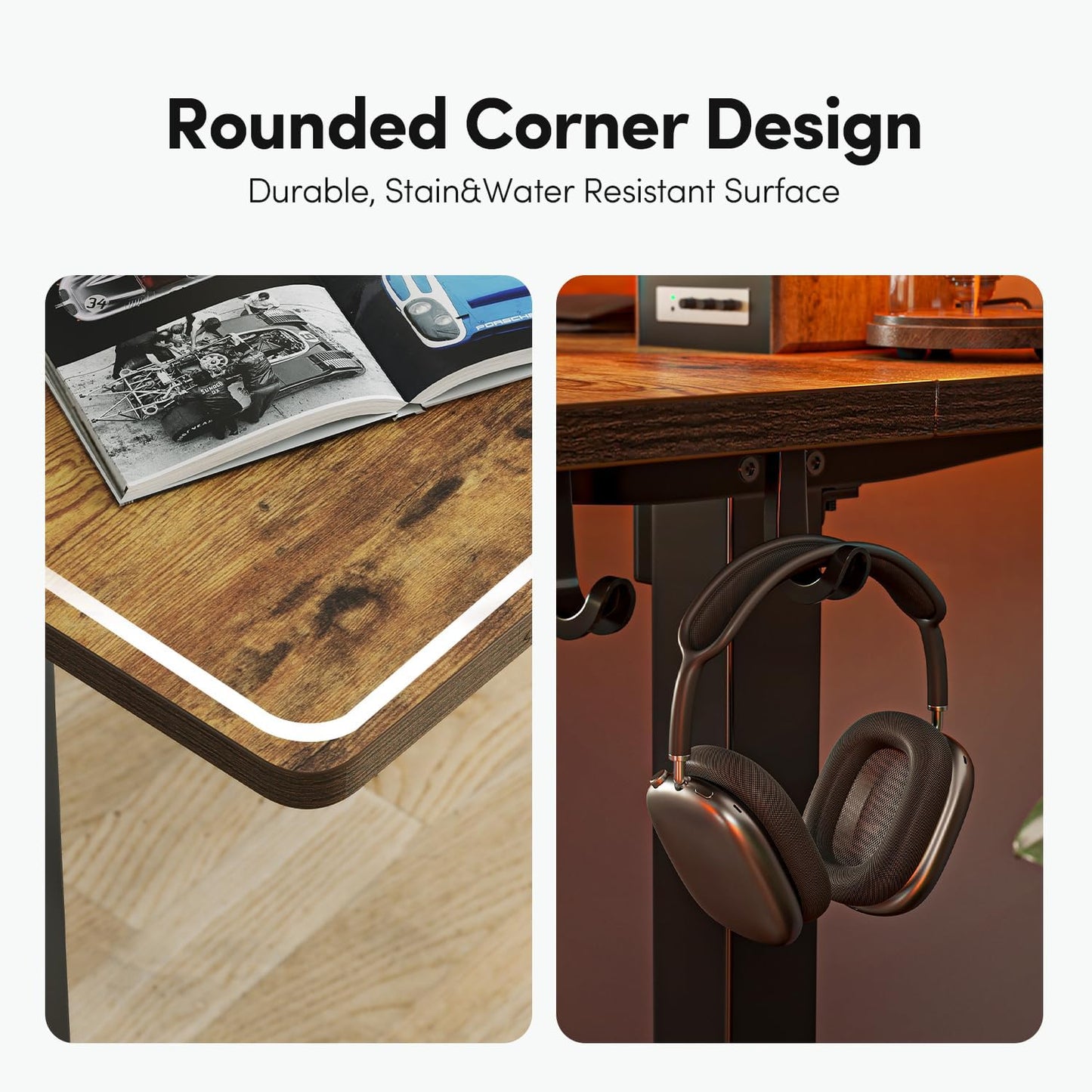 BANTI 55x24 Inches Electric Standing Desk with Drawer, Adjustable Height Sit Stand Desk, Stand Up Home Office Desk, Ergonomic Computer Desk, Rustic Brown