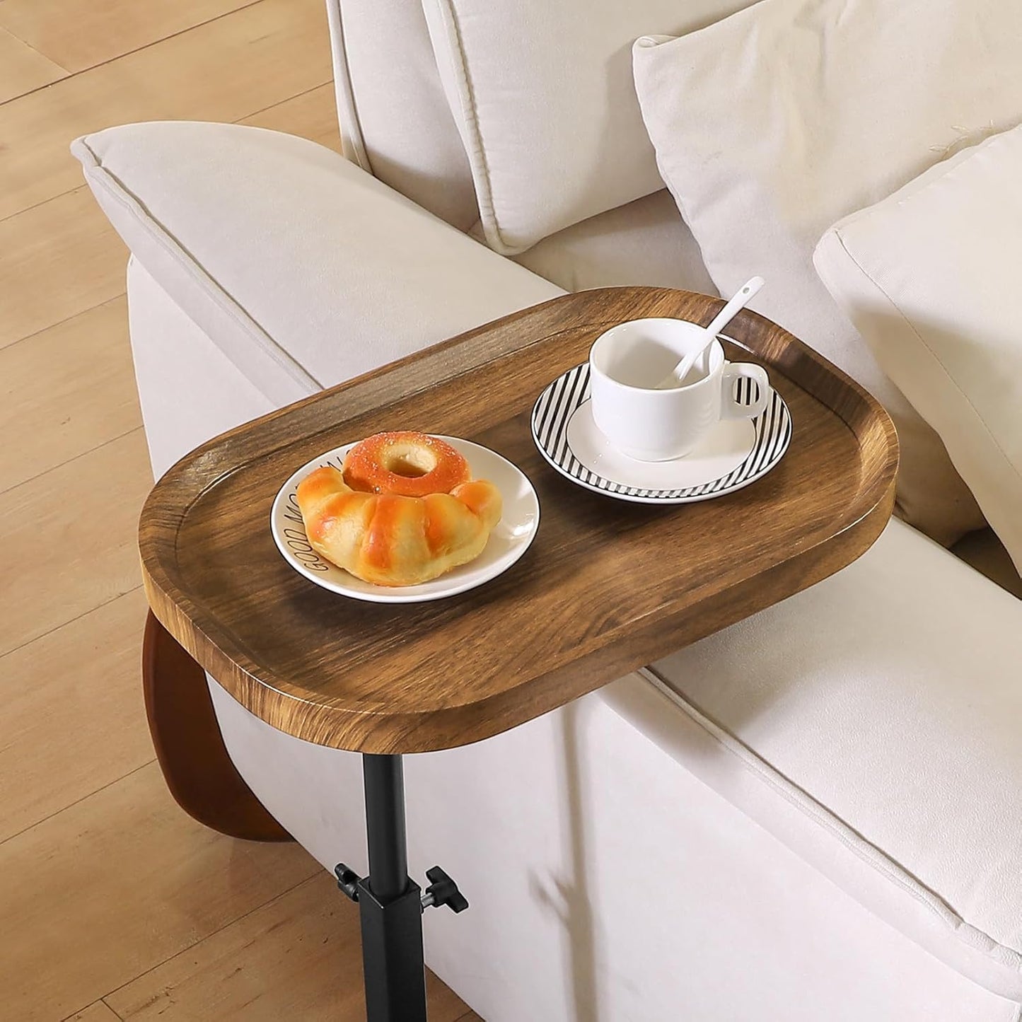 360° Swivel TV Tray Table for Dinner,Adjustable Small Bedside Table with Wheels, C Shaped End Table for Couch, Couch Side Tables That Slide Under Sofa and Bed, Suitable for Coffee,Snack,Drink