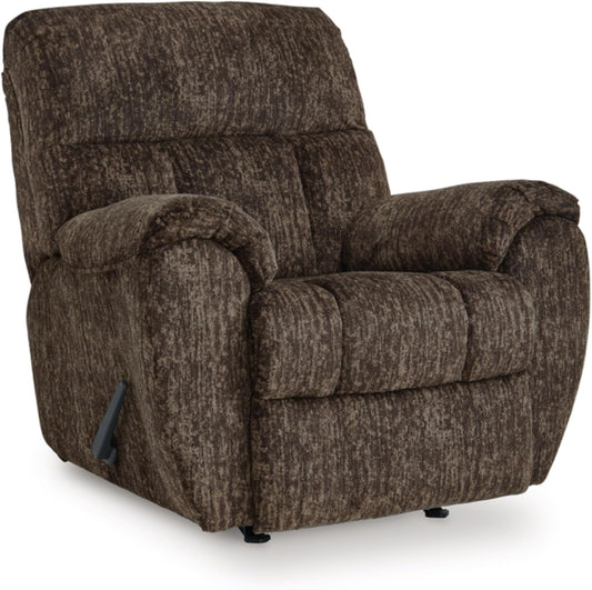 Signature Design by Ashley Rampant Casual Manual Rocker Recliner with Pillow-Top Arms, Dark Brown