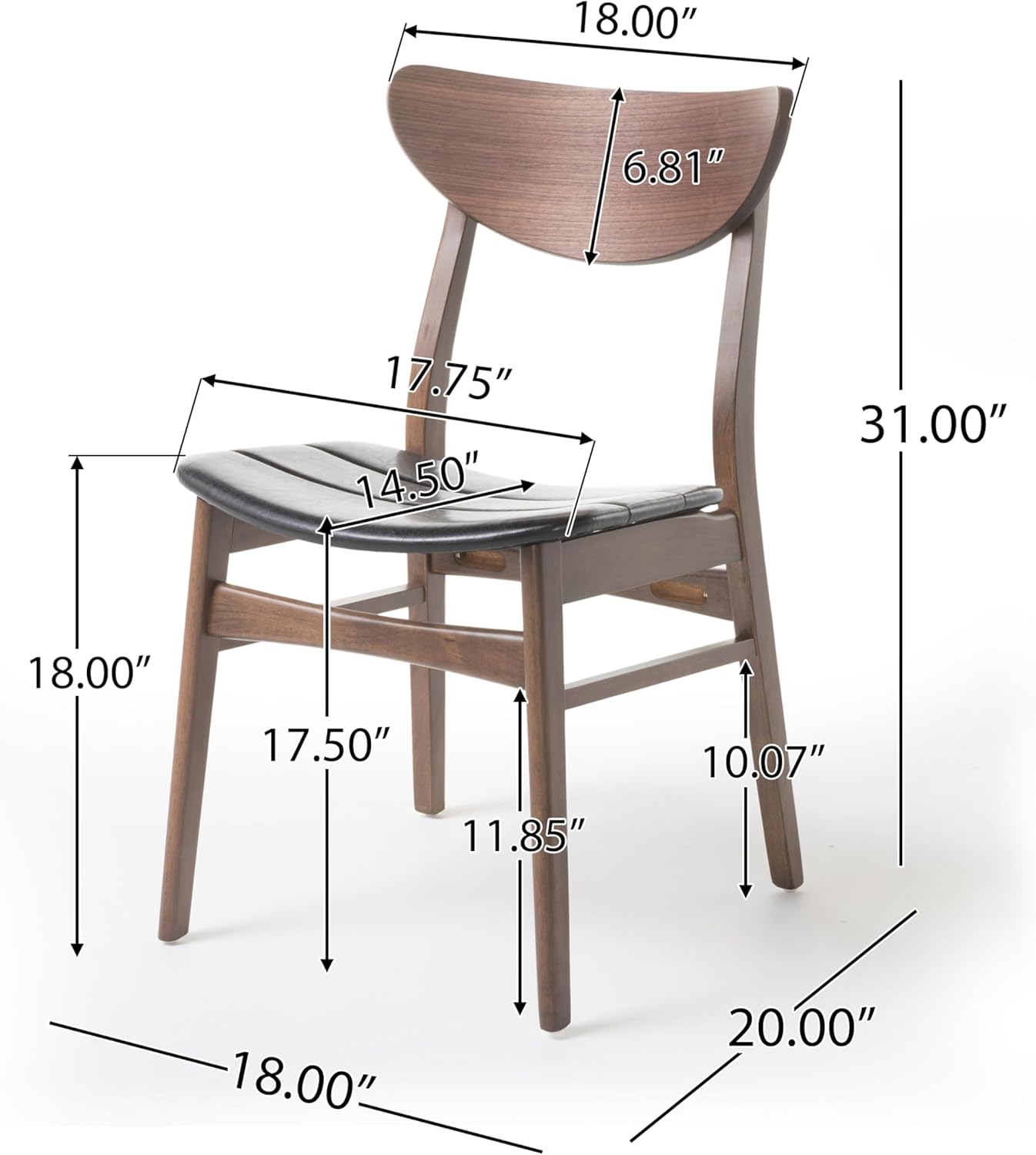 Christopher Knight Home Alva Mid-Century Modern 7 Piece Dining Set with A-Frame Table, Dark Brown and Walnut