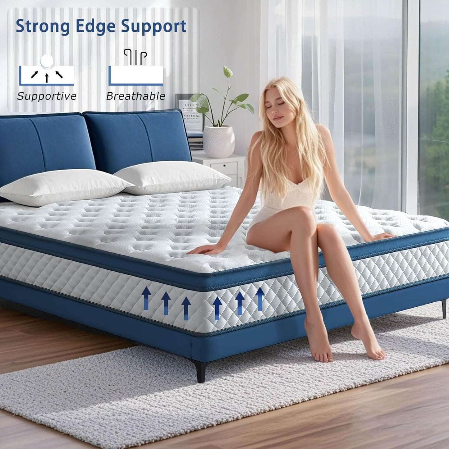 King Size Mattress 12 Inch, Medium Firm Hybrid King Bed Mattress, Memory Foam Mattresses in a Box for Pressure Relief, Individual Pocket Spring-Motion Isolation with Edge Support, CertiPUR-US