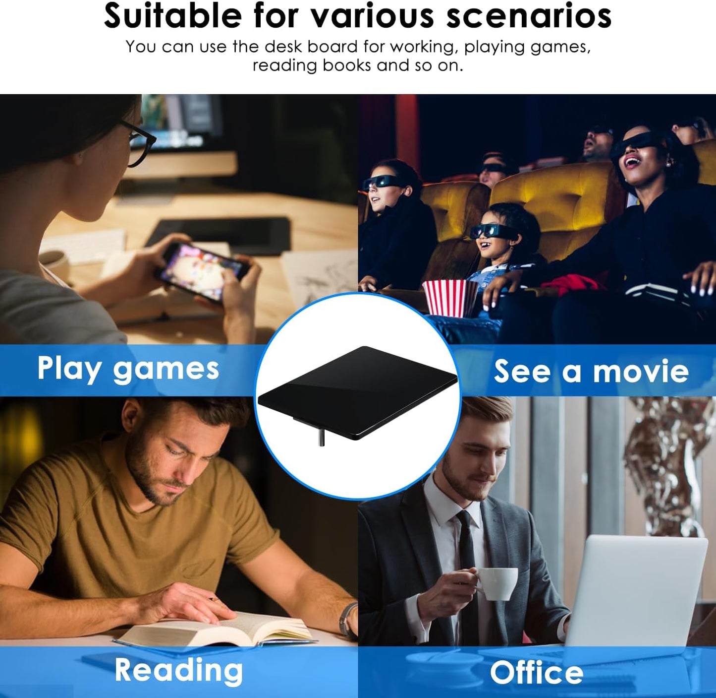 Home Theater Seating Series Swivel Tray Table for Wei lianda Home Theater Seat Bright Black