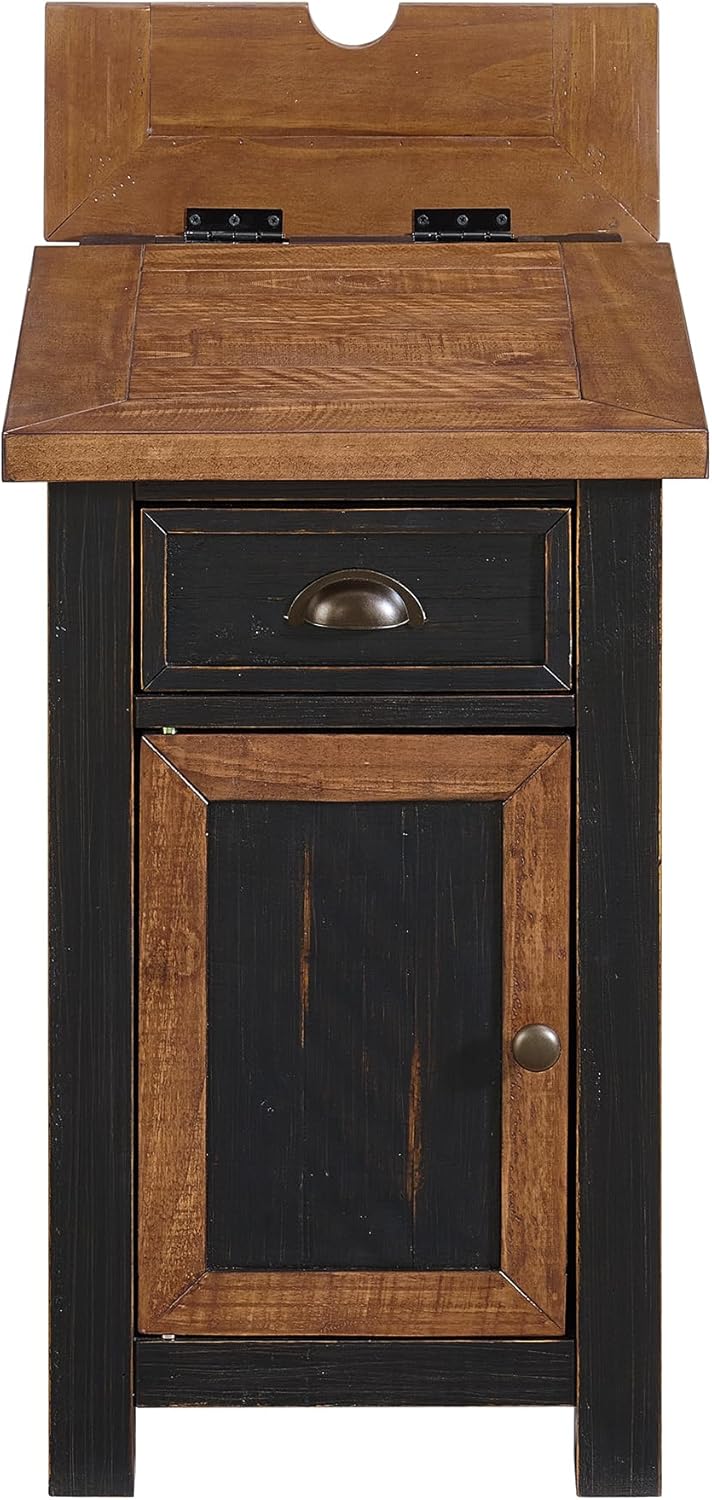 Martin Svensson Home Solid Wood Black and Honey Monterey Chairside End Table with Power and Storage