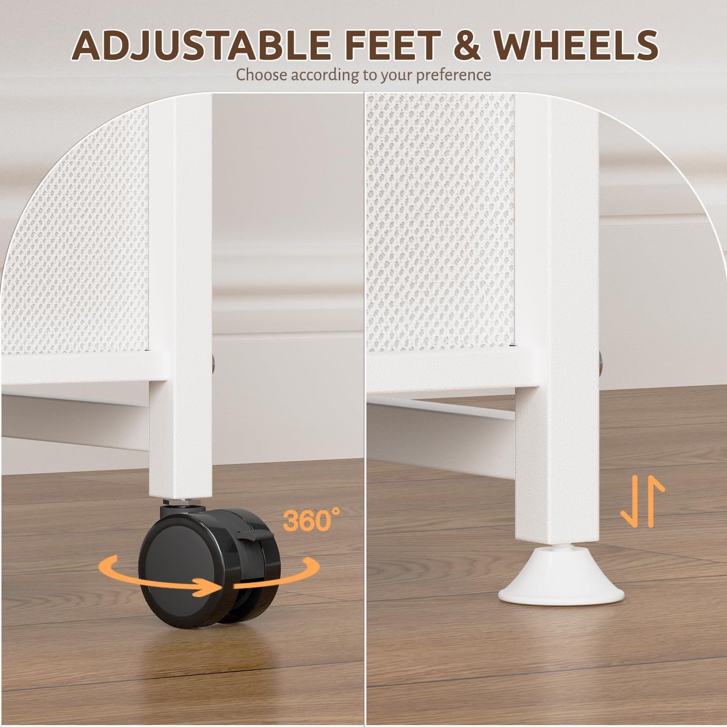 Small Narrow Side Tables for Small Spaces, Skinny Bedside End Table Nightstand with Drawers&Wheels, Slim Desk Stand Magazine Rack with Storage Bag for Sofa Living Room Couch Bedroom (White)