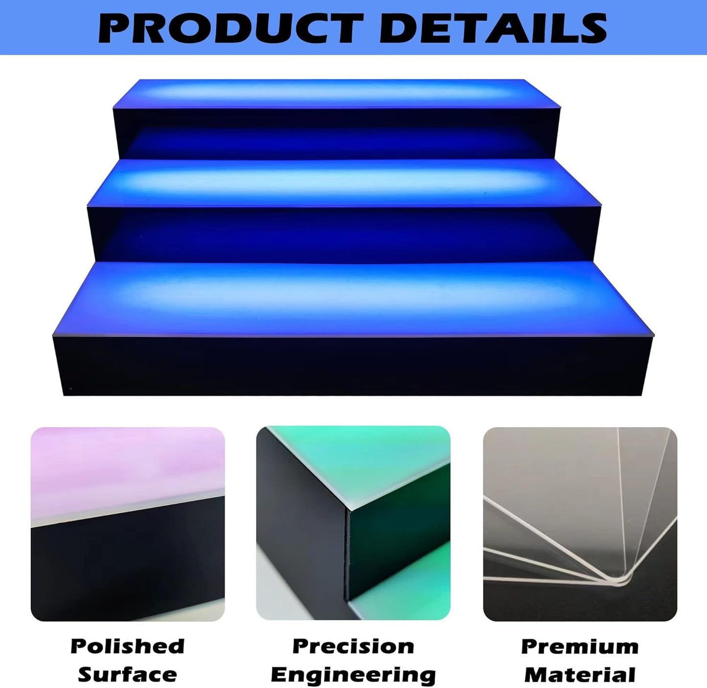 Royxen LED Lighted Liquor Bottle Shelf 3 Tier, 16 Inch Bar Shelf with Remote, Bottle Stand Multi-Color Lighting Modes for Bars