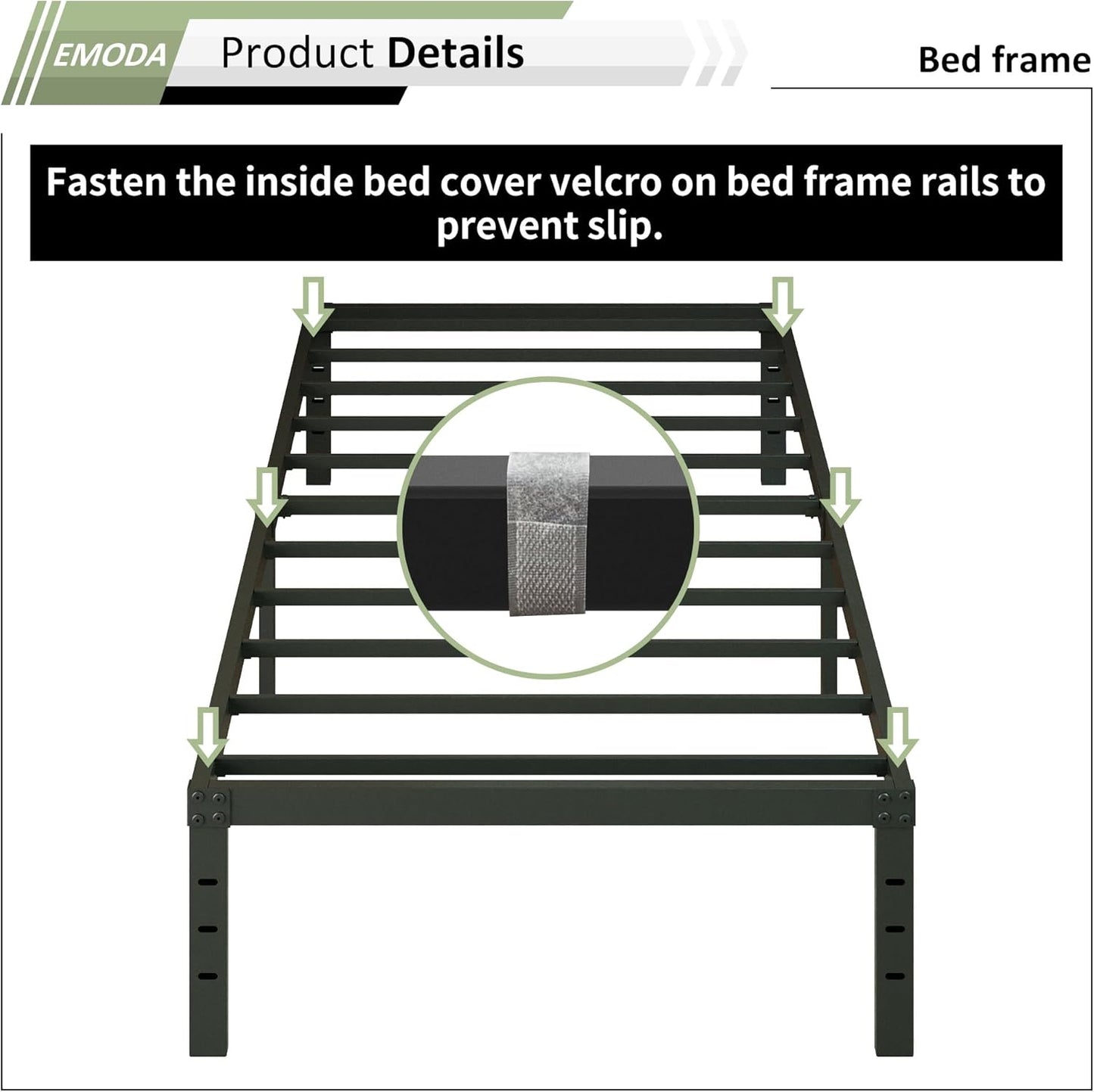 EMODA 14 Inch Twin Bed Frames with Cover Skirt, Heavy Duty Metal Twin Platform Bed Frame No Box Spring Needed, Noise Free, Easy Assembly
