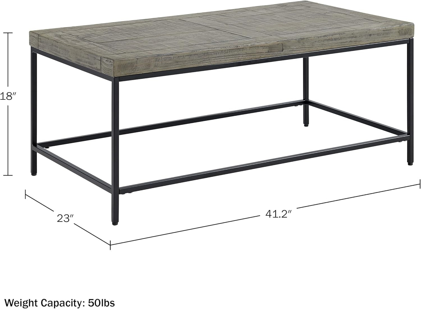 Alaterre Furniture Coffee Table - Industrial Modern Table with Wood Top and Metal Base - Furniture for Living Room, Apartment, or Dorm Room (Gray)