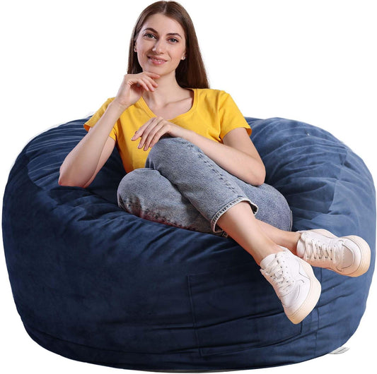 Bean Bag Chairs, Memory Foam Stuffing Bean Bag Chair for Adults/Teens/Kids, Velvet Lazy Sofa Furniture with Removable High-Rebound Memory Foam for Living Room Bedroom College Dorm