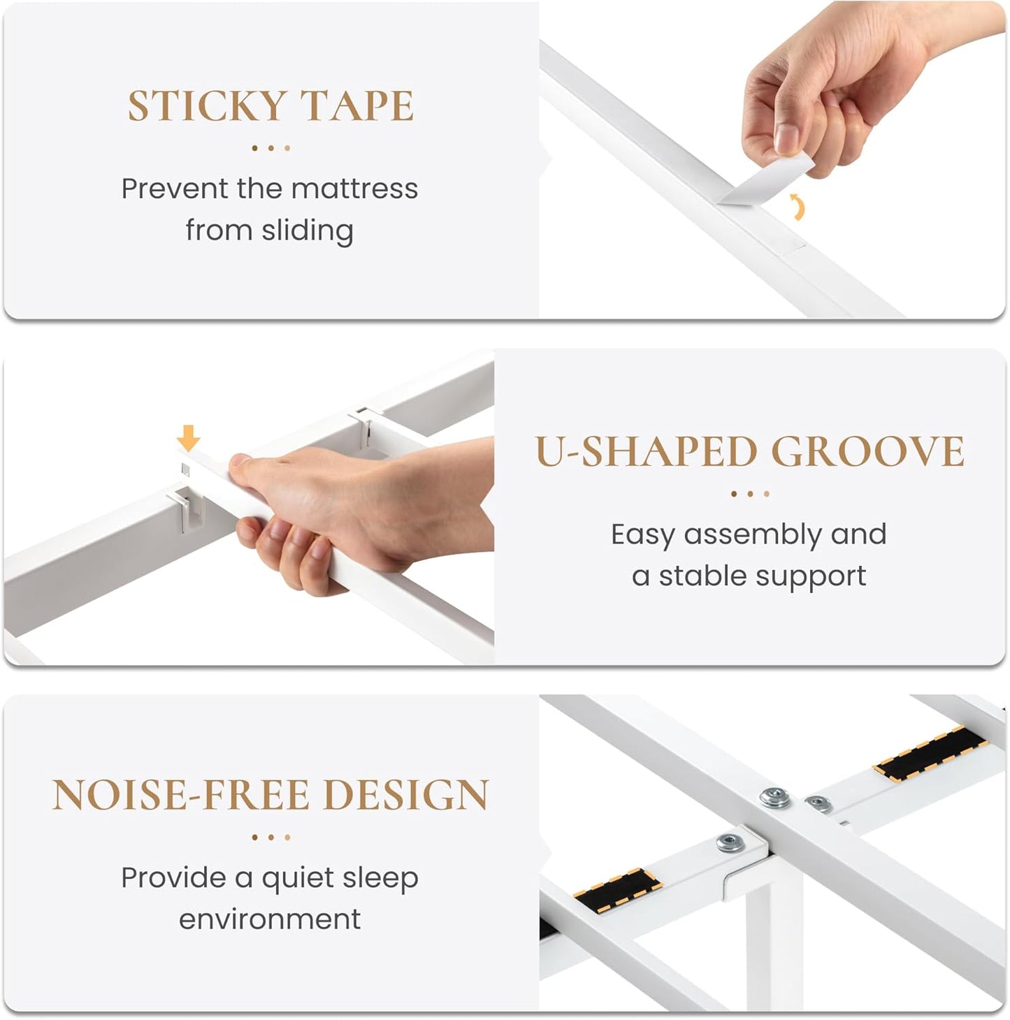 SHA CERLIN 14 Inches Queen Size Metal Platform Bed Frame/Vintage Iron-Art Headboard and Footboard/Mattress Foundation for Storage/No Box Spring Needed/Noise-Free/Easy Assembly/White