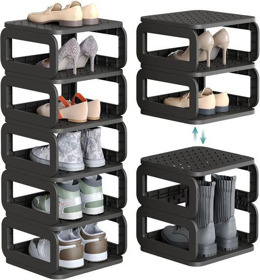 SONGMICS Shoe Rack, Shoe Organizer, 6 Shelves, Shoe Storage, Narrow Shoe Shelf, Open Shelf for Entryway, Living Room, Bathroom, Space-Saving, Ink Black ULPC037B01