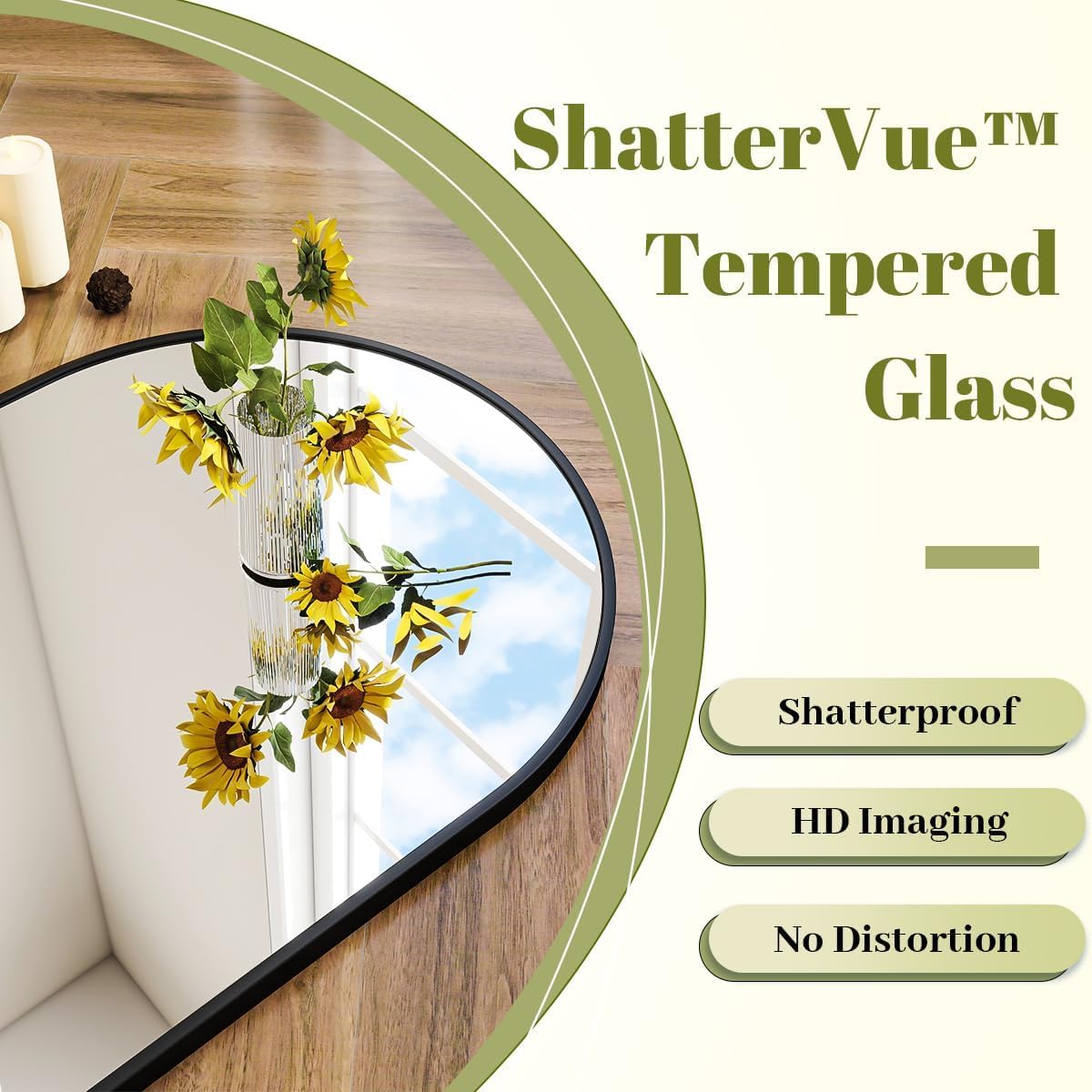 BEAUTYPEAK 31"x32" Arch Bathroom Mirror, Wall Mounted Vanity Metal Frame Mirror for Bedroom, Entryway, Living Room, Black