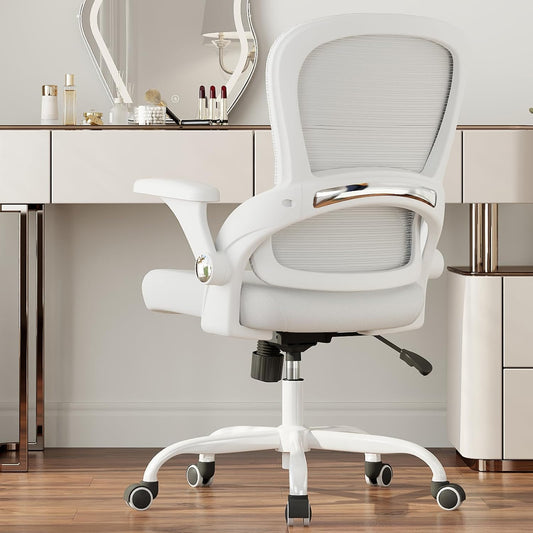 TRALT Office Chair - Ergonomic Office Chair with Back Support, Home Office Desk Chairs, Comfy Desk Chair, Computer Chair, 330lbs Wide Seat Big and Tall Office Chairs for Gamers(White)