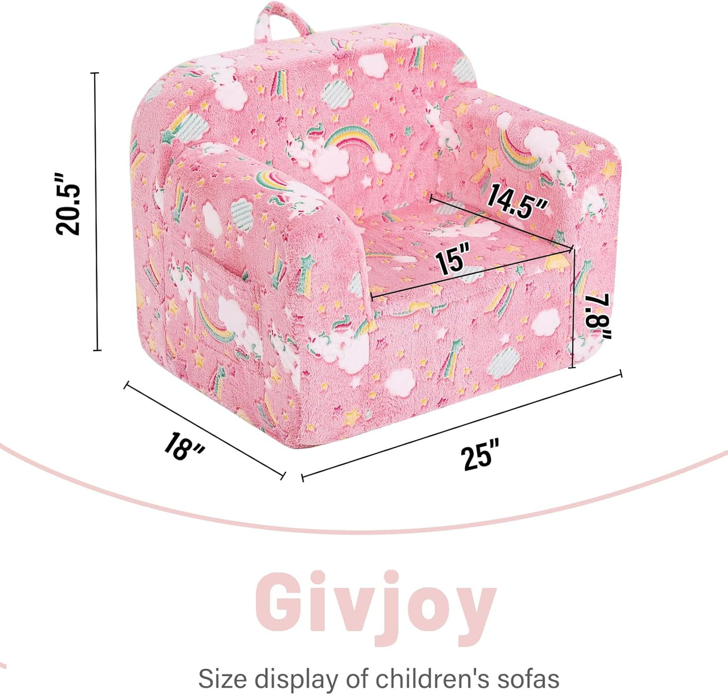 Toddler Chair Plush Kids Couch, Comfy Kids Sofa Toddler Lounger Chair for Bedroom, Convertible Toddler Couch for Girls and Boys, Reading Chair for Kids