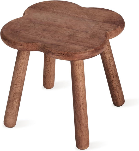 Wooden Step Stool for Adults Upgraded11.6inch Small Wooden Stool with Four Detachable and Assembled Legs for Bathroom, Kitchen, Bedroom, Plant Stand (Natural Solid Wood top and Legs)