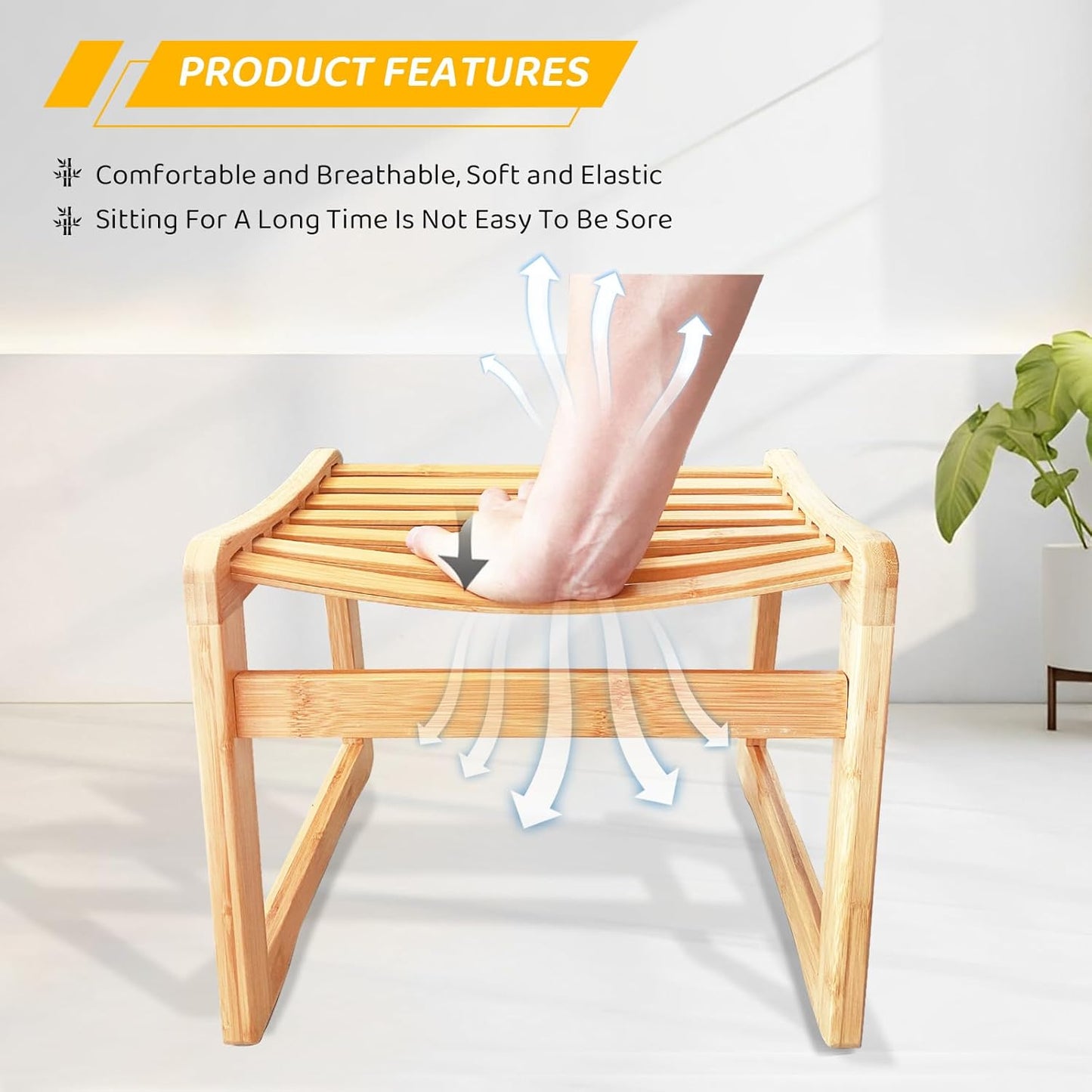 Bamboo Step Stool for Kids - Shoe Changing Foot Rest Stool for Living Room, Bedroom, Garden Leisure, Outdoor (Natural)