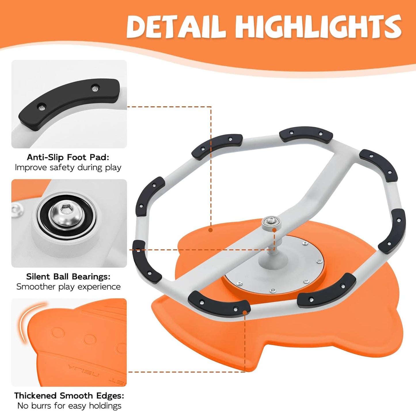 Spinning Chair for Autistic Kids, Non-Slip Sensory Spinning Chair, Sit and Spin Autism Toys Training Body Coordination (Orange)