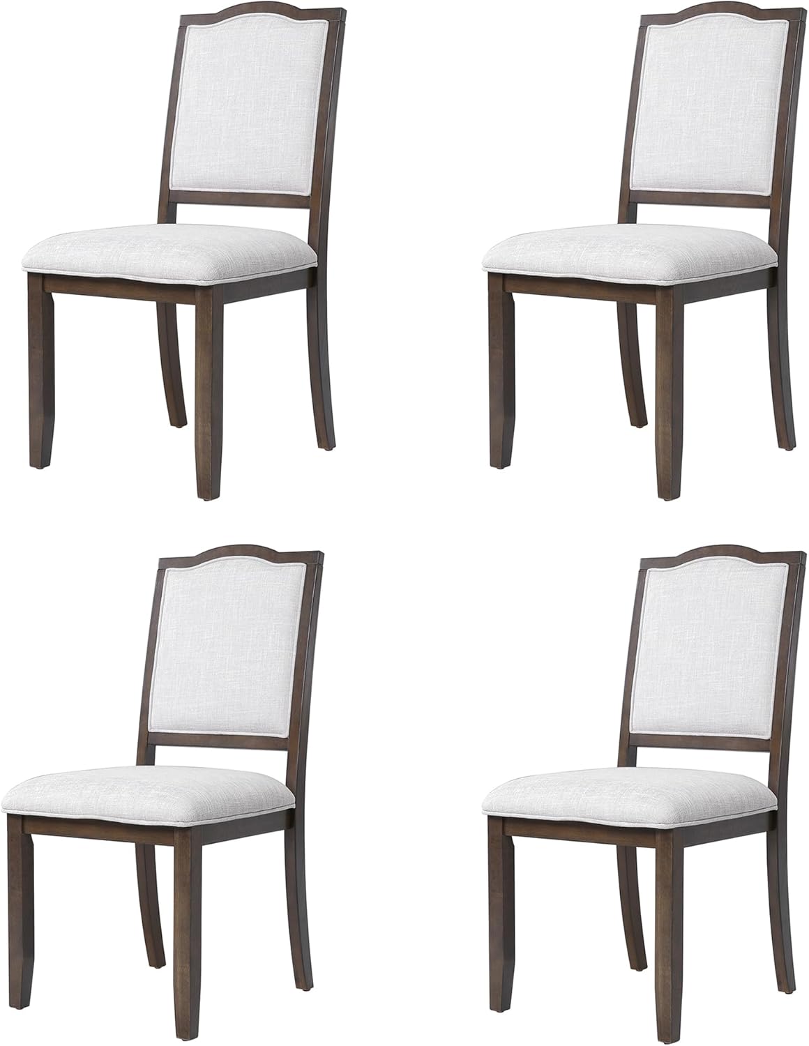 Merax Upholstered Dining Chairs Set of 4, Farmhouse Chair with High Back, Modern Seating for Kitchen, Bedroom & Living Room, Brown+Beige