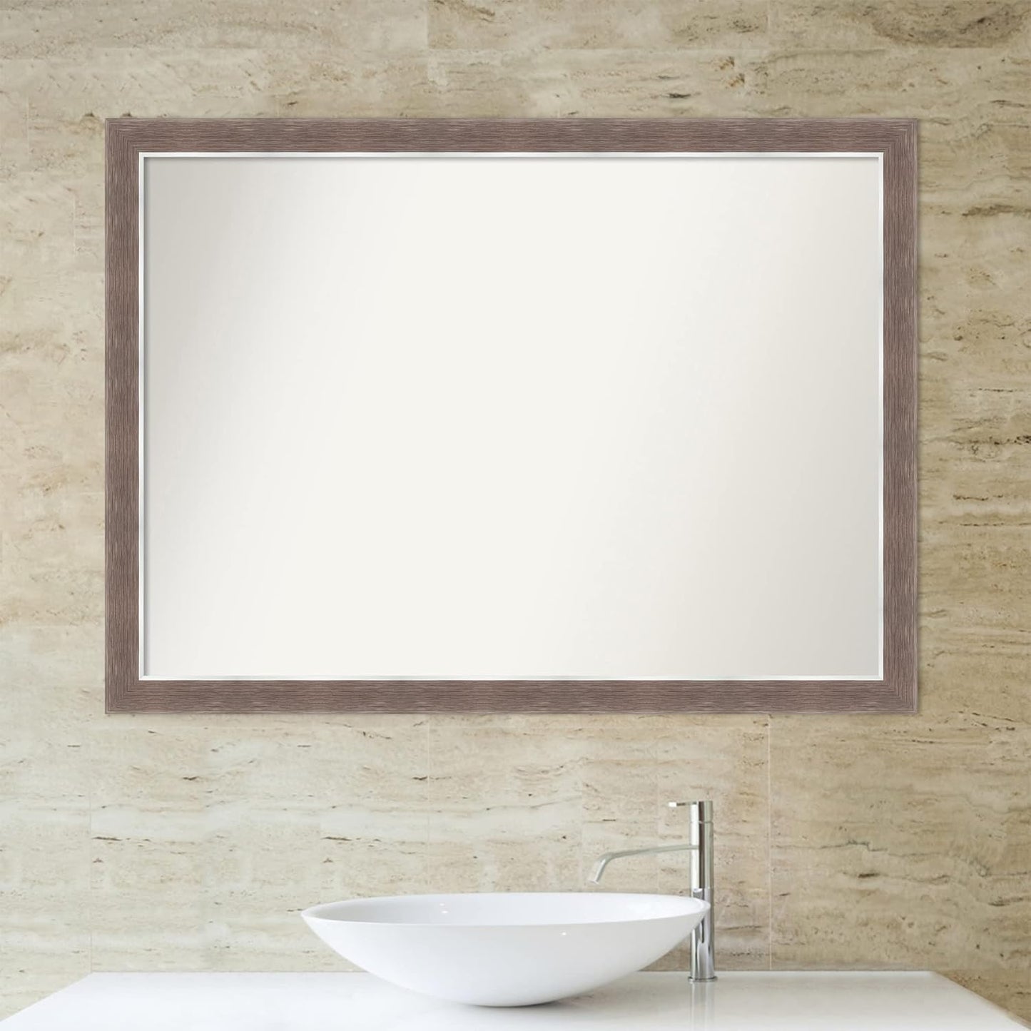 Amanti Art Brown Bathroom Mirror for Over Sink, 31x42 Noble Mocha Rectangle Vanity Mirror, X-Large Casual Frame, Hangs Horizonally and Vertically, Bathroom Wall Decor, Non-Beveled Edge from WI, USA