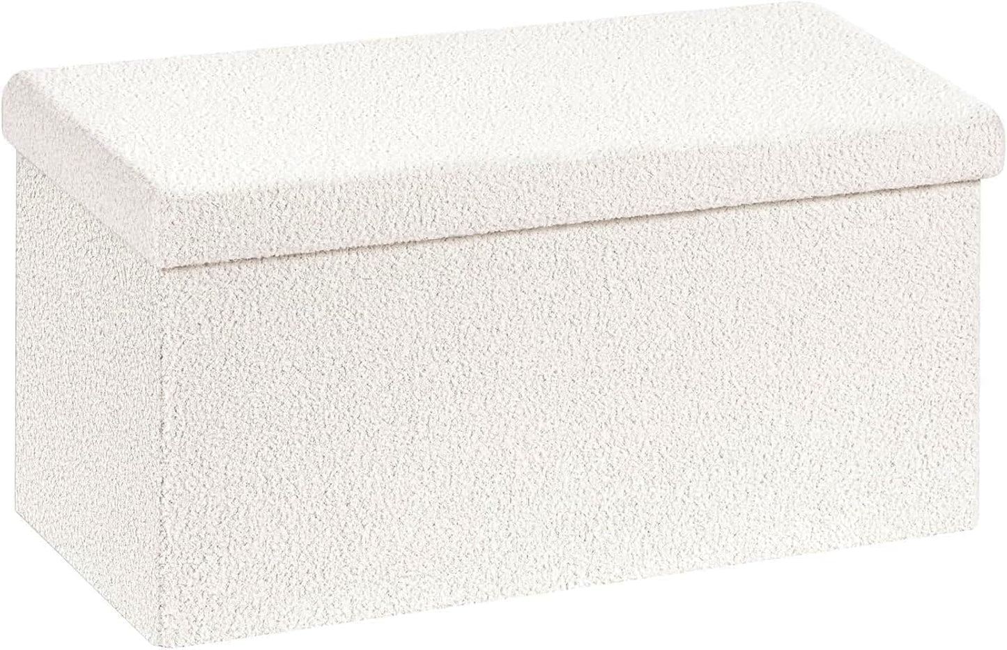 30.1" Storage Ottoman Bench - Foldable Foot Rest Stool Bedroom Bench for Living Room, Entryway-White