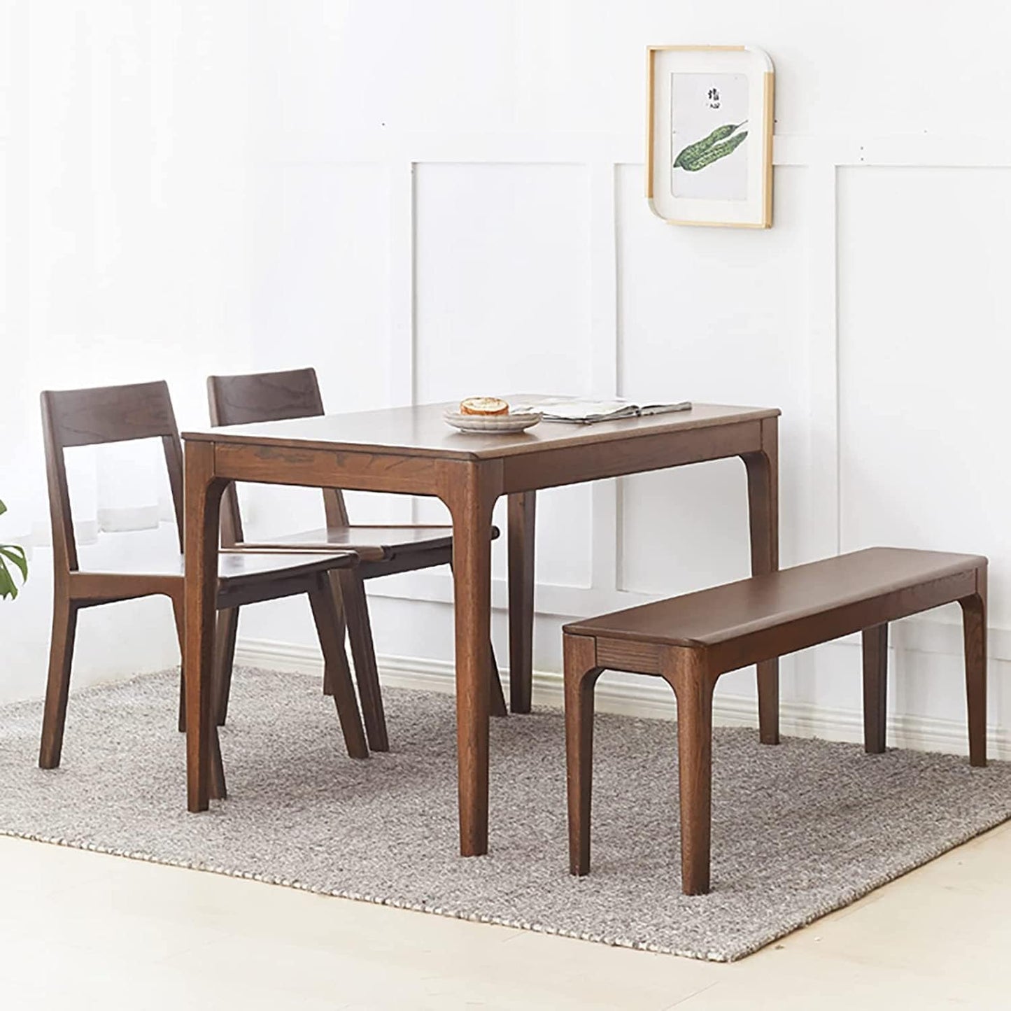 6 FT Dining Bench, Wood Solid Oak Wooden Bench Indoor Dining Room Home Bedroom Bed End Restaurant Modern Hallway Furniture (Walnut Color, 72”W x 13.8" D x 17.7" H)