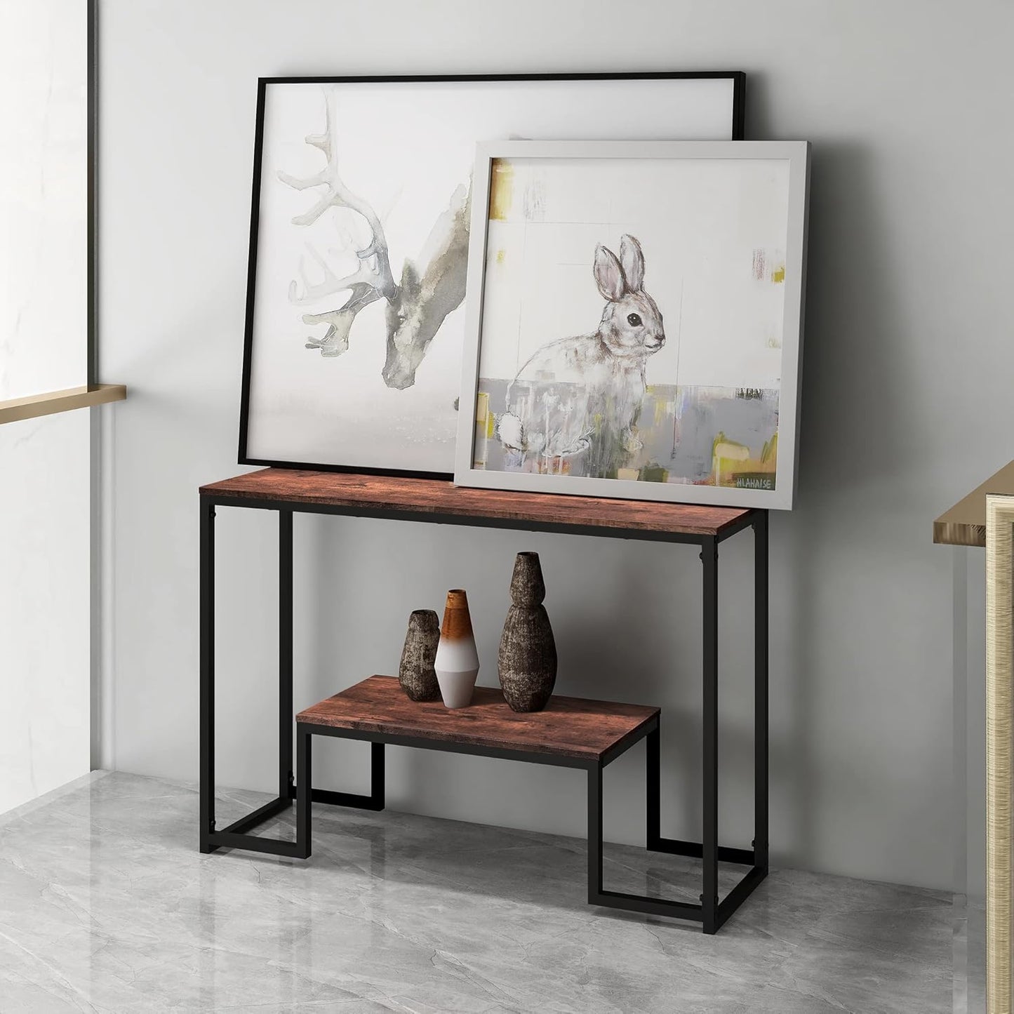 HOMERECOMMEND Console Table Narrow Sofa Tables Industrial Entryway Tables Rustic Hallway Table Foyer Table for Entryway,Hallway, Sofa,Living Room,Kitchen Rustic Brown
