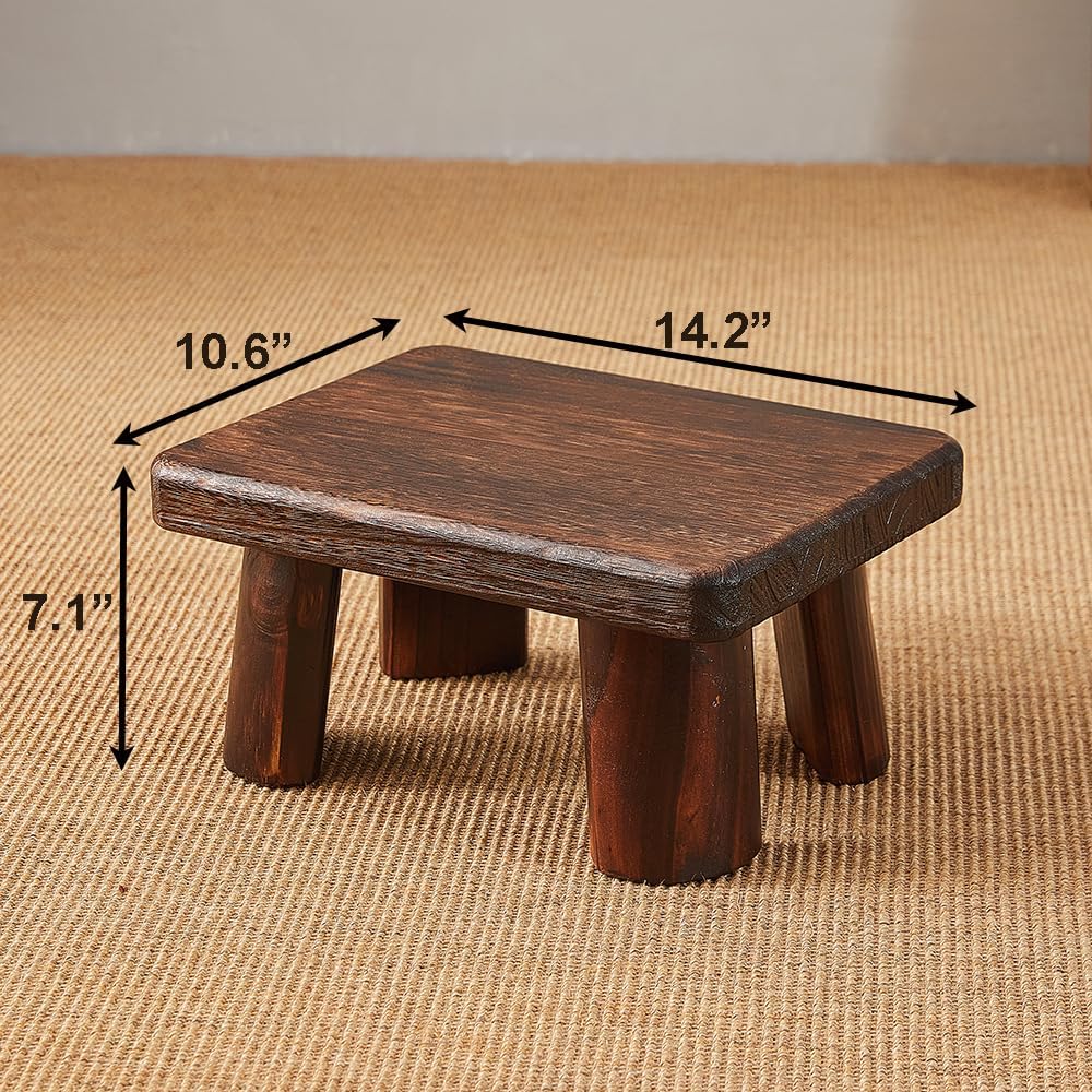 Wooden Stool, Bedside Step Stool, Step Ladder for Kitchen & Bathroom, Foot Rest Stool, Super Sturdy Hold Up to 500 LBS (14.2"x10.6"x7.1")