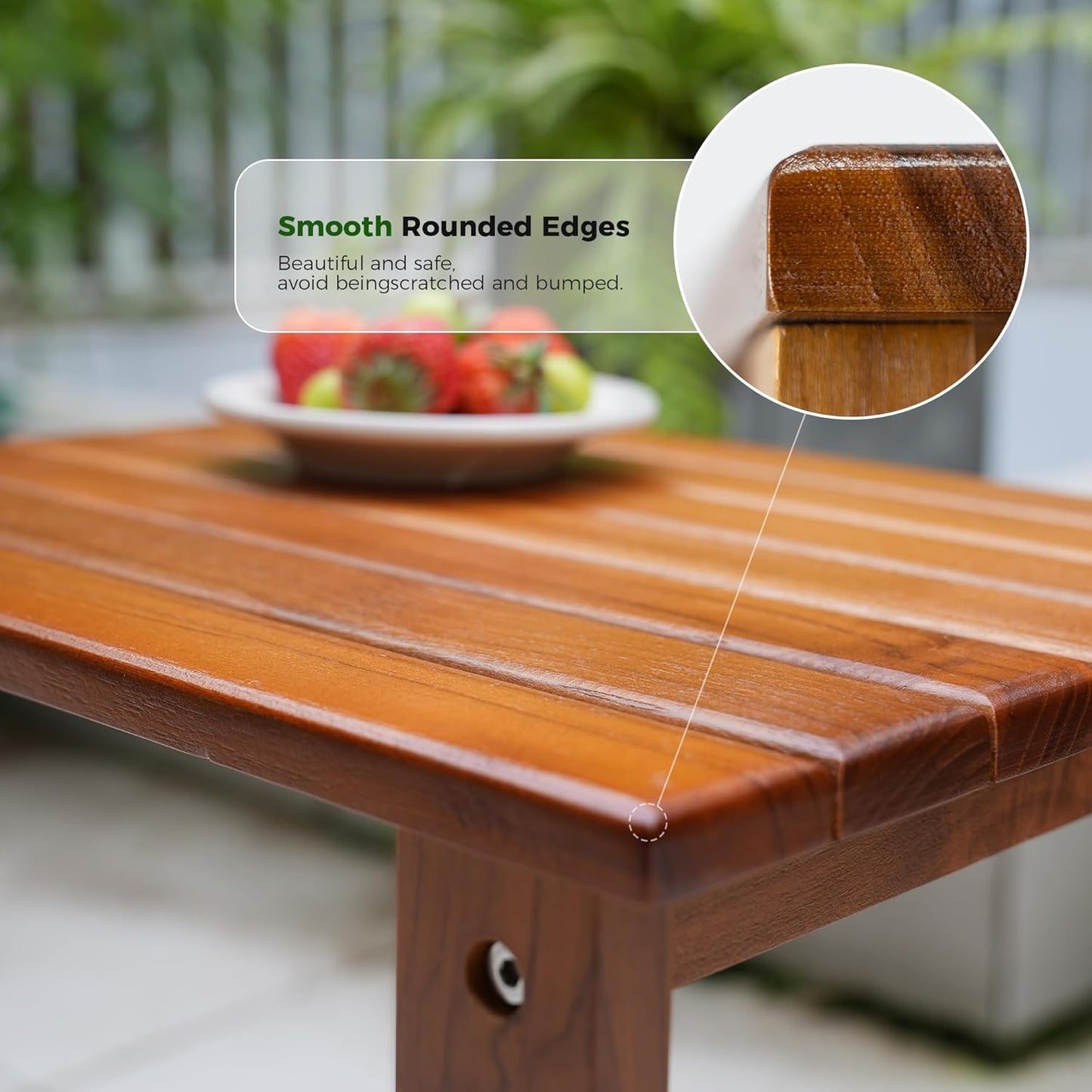 Utoplike Teak Side Table Outdoor, Patio End Table Double Layer, Wooden Coffee Accent Tables for Backyard, Garden, Bed, Living Room, Couch, Two-Tier