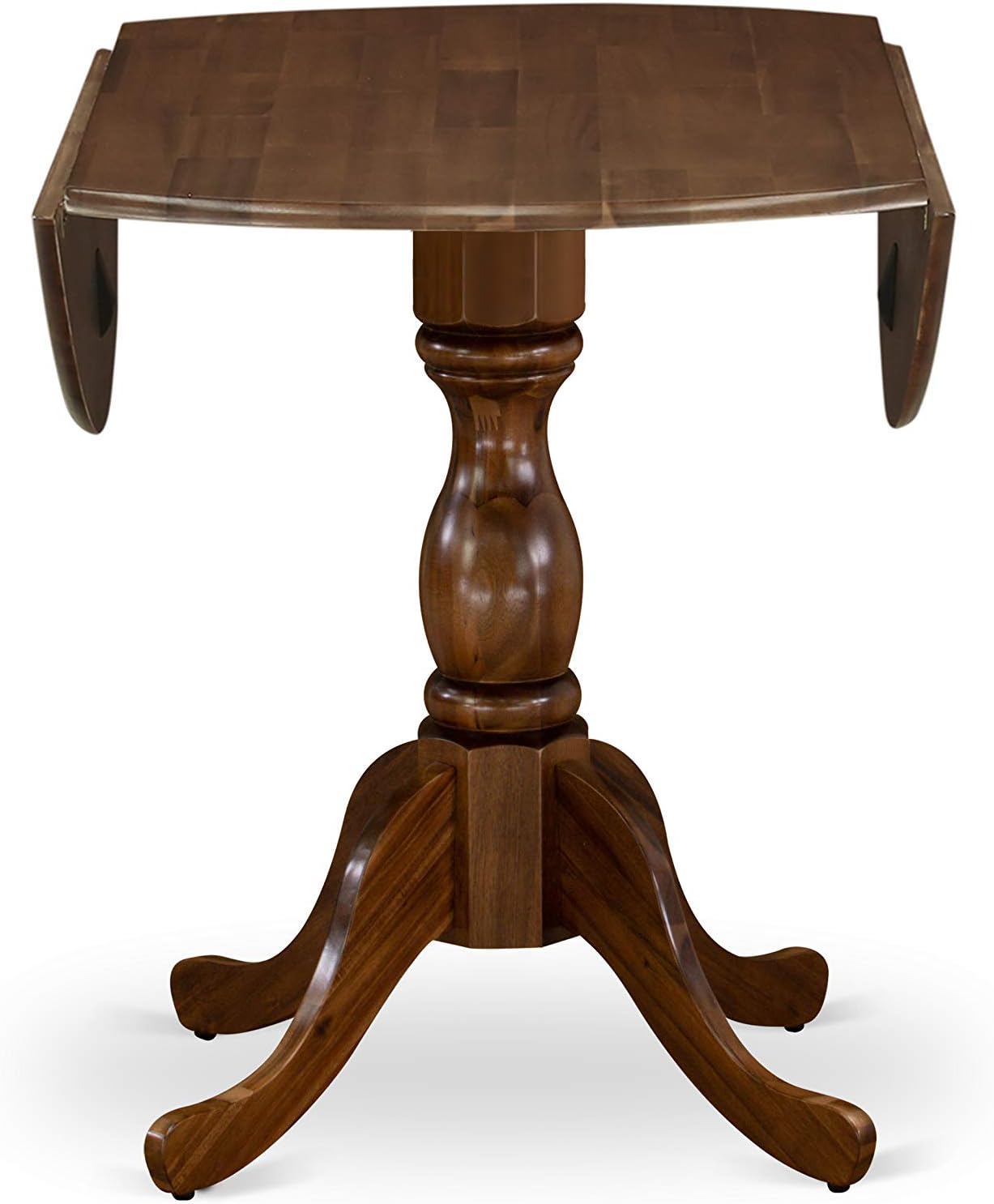 East West Furniture DMAB3-AWA-05 3 Piece Dinette Set for Small Spaces Contains a Round Dining Table with Dropleaf and 2 Grey Linen Fabric Parson Dining Chairs, 42x42 Inch, Walnut