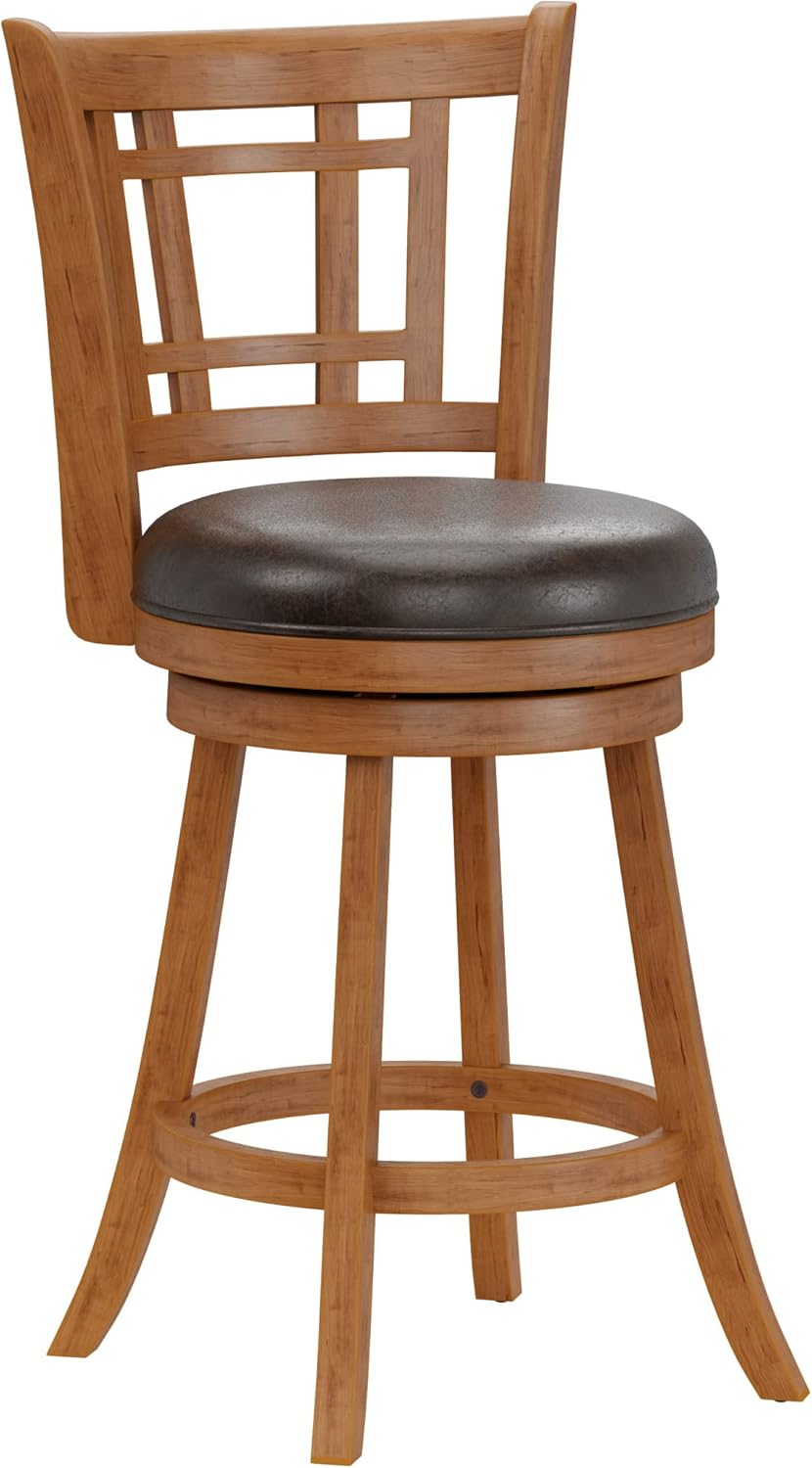 Hillsdale Fairfox Swivel Stool with Rectangular Lattice Back, Counter Height, Oak