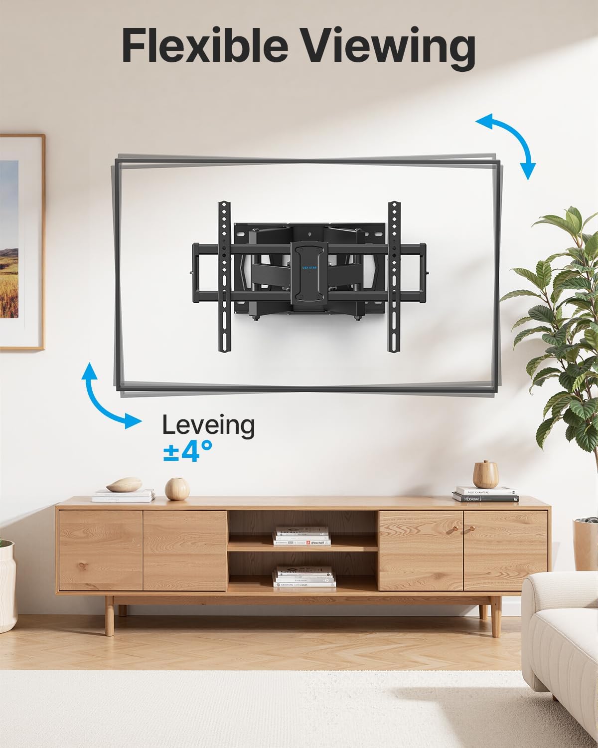 Full Motion TV Wall Mount for 37-85 Inch TVs Mounts Up to 132lbs, Fit 16" Wood Stud, Max VESA 600x400mm, Swivel and Tilt Articulating Wall Mount TV Bracket,Fit Most 55+ 65 70 75 inch TVs