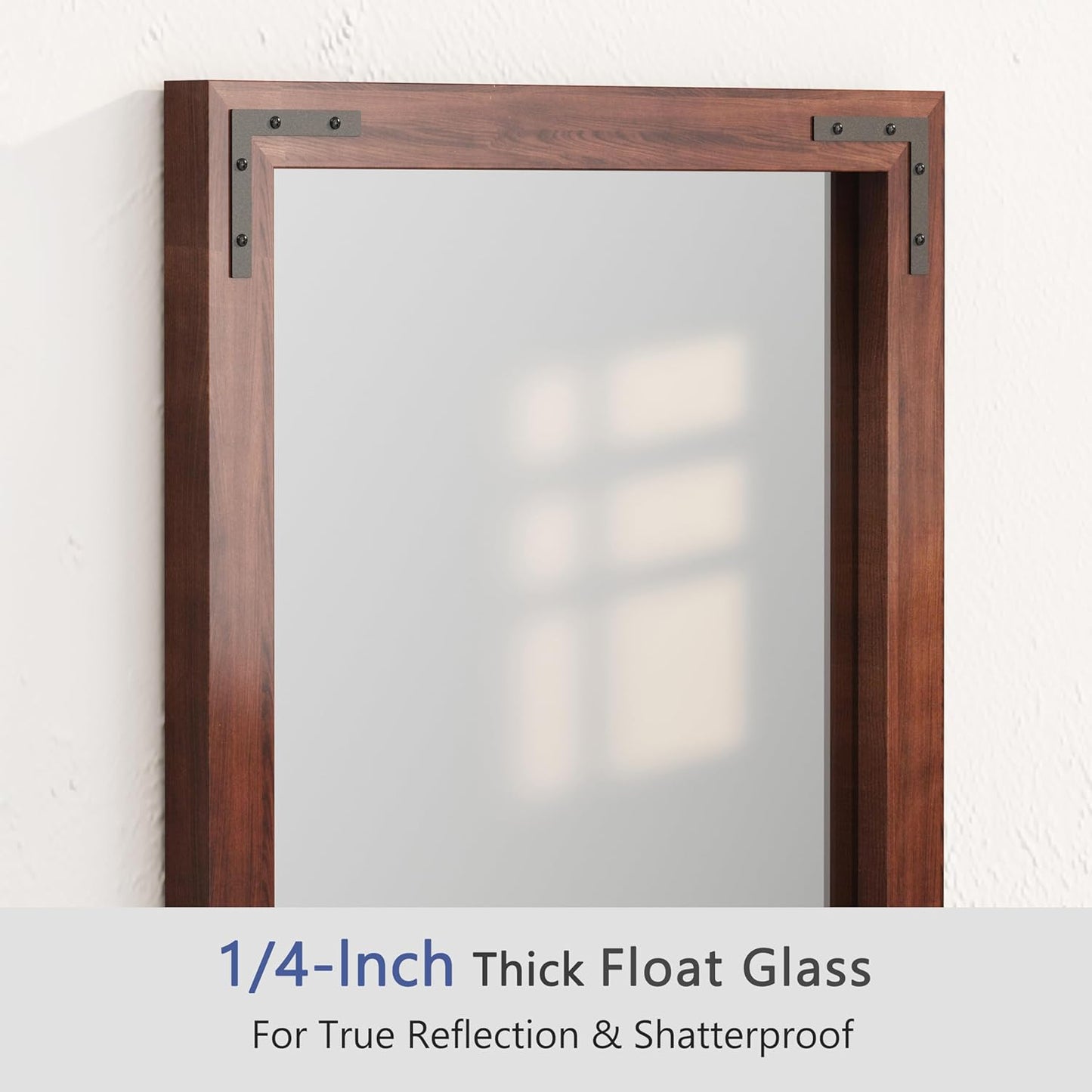 VocalStar Rustic Wood Framed Mirror 24 x 32 Inch, Natural Dark Brown Wooden Rectangle Bathroom Vanity Wall Mirror for Farmhouse Boho Decor, 1/4-inch Shatterproof Glass | Waterproof