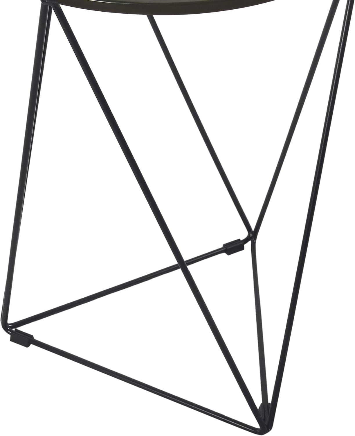 HomePop Metal Accent Table Triangle Base Round Mirror Top, Black, 18D x 18W x 24H