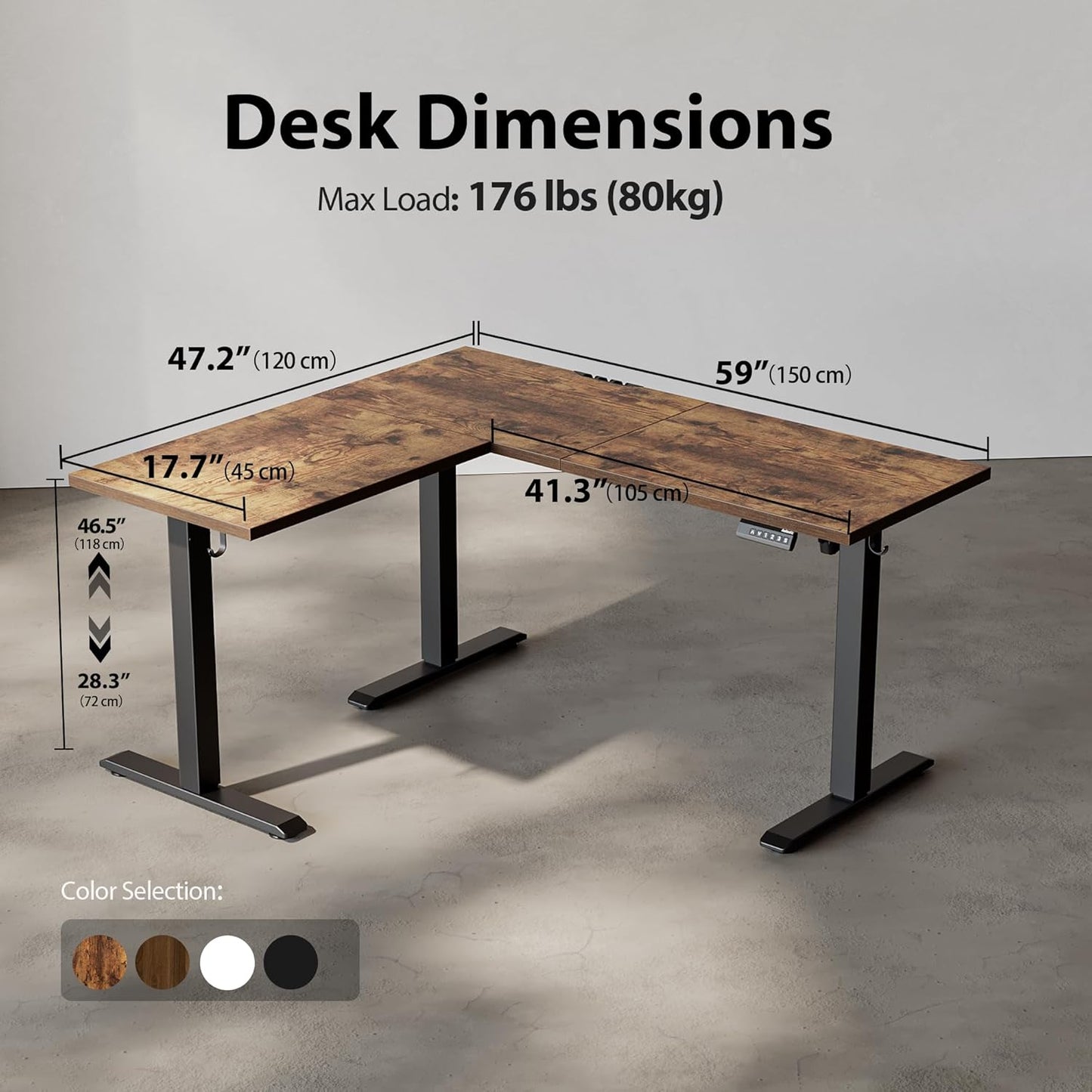Agilestic 59 Inch L Shaped Standing Desk Adjustable Height, Electric Corner Standing Desk, Sit Stand Computer Table with Splice Board, Rustic Brown