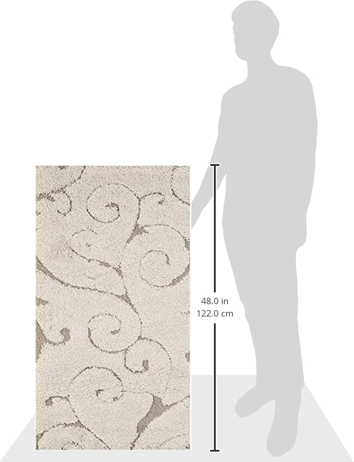 SAFAVIEH Florida Shag Collection Accent Rug - 2'3" x 4', Cream & Beige, Scroll Design, Non-Shedding & Easy Care, 1.2-inch Thick Ideal for High Traffic Areas in Foyer, Living Room, Bedroom (SG455-1113)