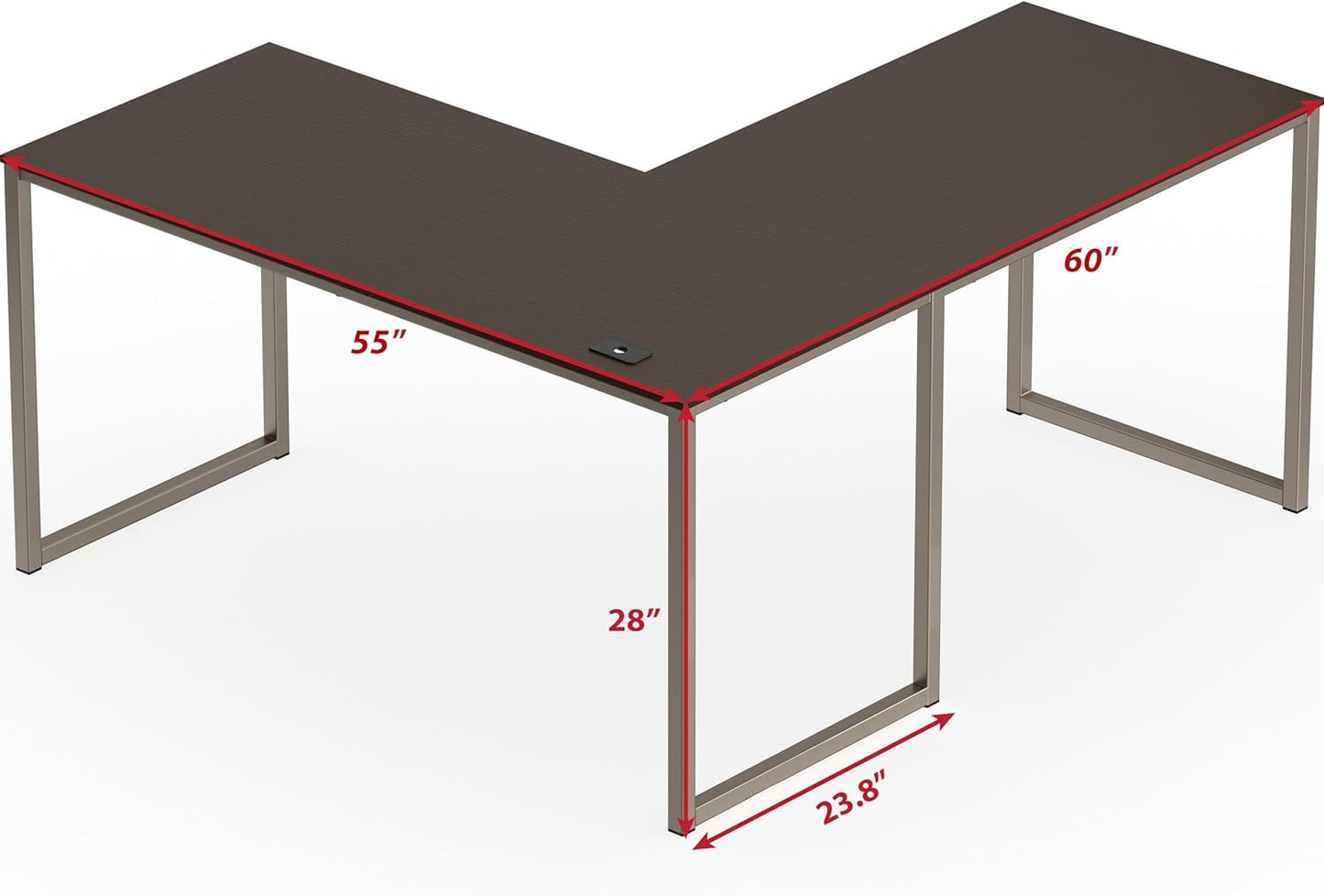 SHW Mission 55 x 60 Inches L-Shape Home Office Computer Desk, Espresso