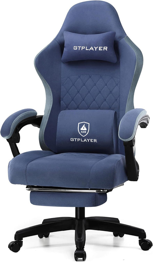 GTPLAYER Gaming Chair, Computer Office Chair with Pocket Spring Cushion, Linkage Armrests and Footrest, High Back Ergonomic Computer Chair with Lumbar Support Task Chair with Footrest