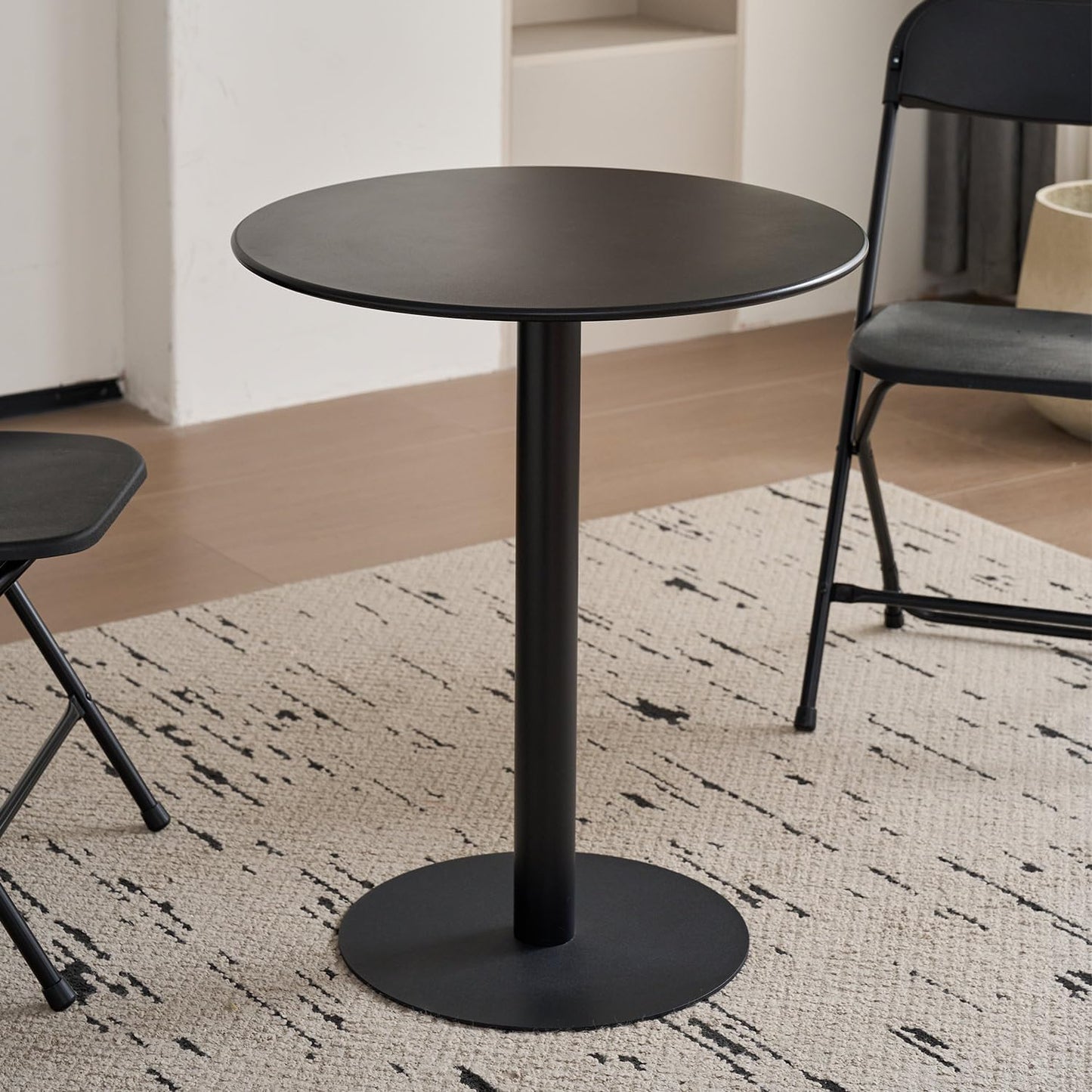 24 inch Black Round Table Small Dining Table, Metal Modern Kitchen Table, Mid Century Coffee Table for Living Room