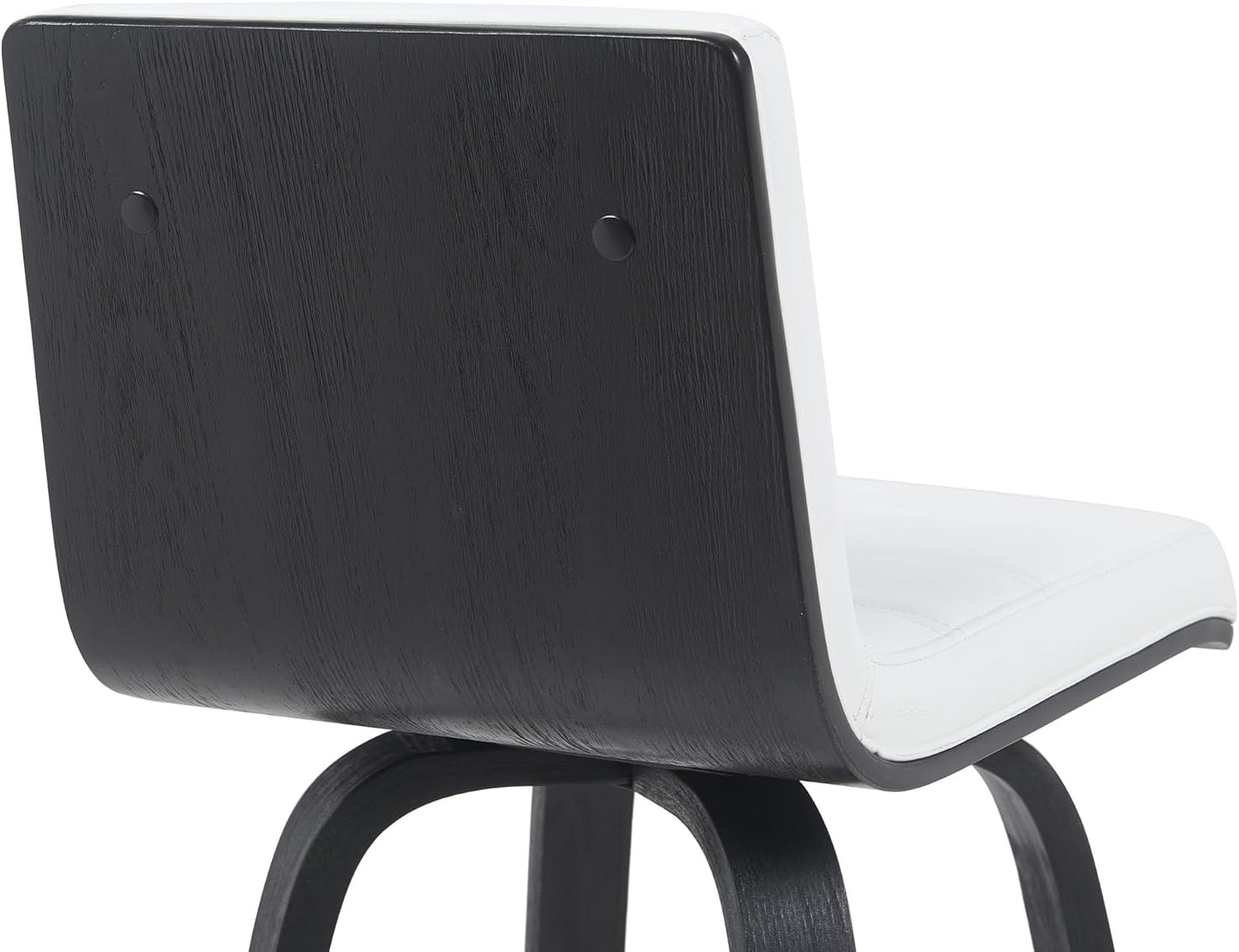 Armen Living Vienna Modern Swivel 26" Counter Height Barstool with White Faux Leather and Black Wood Finish