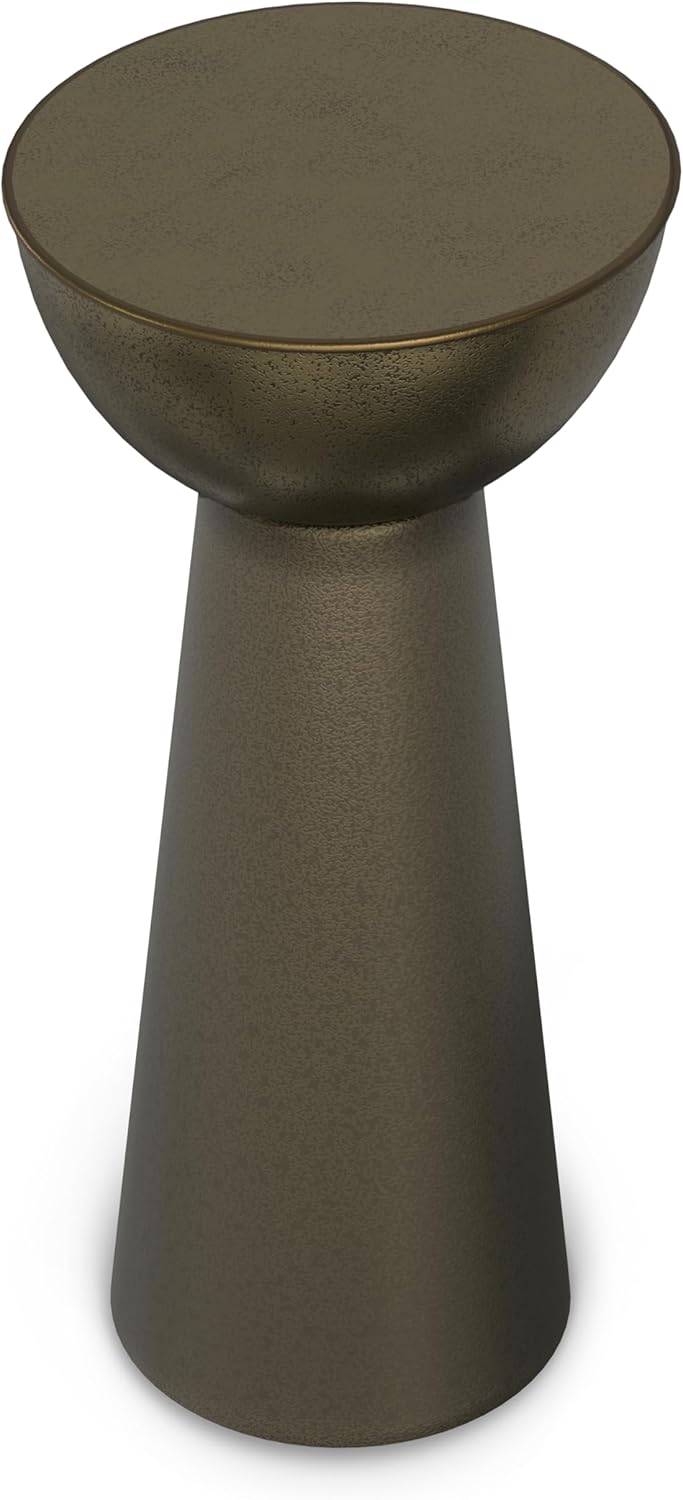 SIMPLIHOME Surrey Contemporary Modern 12 inch Wide Metal Side Table in Antique Gold, Fully Assembled for The Living Room and Bedroom