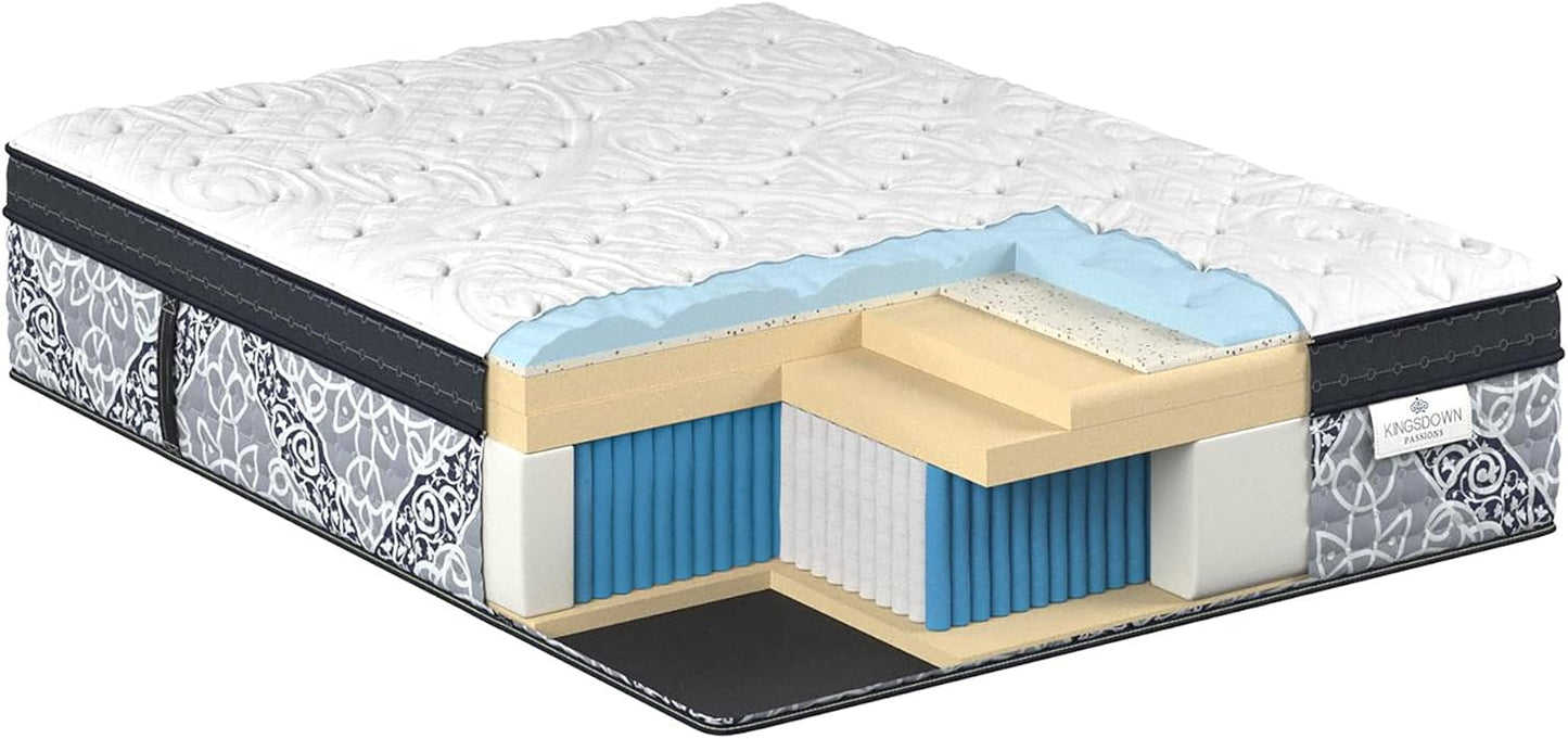Kingsdown Passions Kelbrooke 16" Ultra Plush Euro Pillow Top Hybrid Mattress King, Gel Memory Foam Layer Motion Isolation Quilted Top Premium Mattress