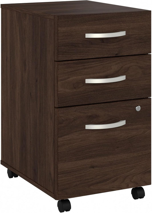 Bush Business Furniture Studio C 3 Drawer Mobile File Cabinet in Black Walnut