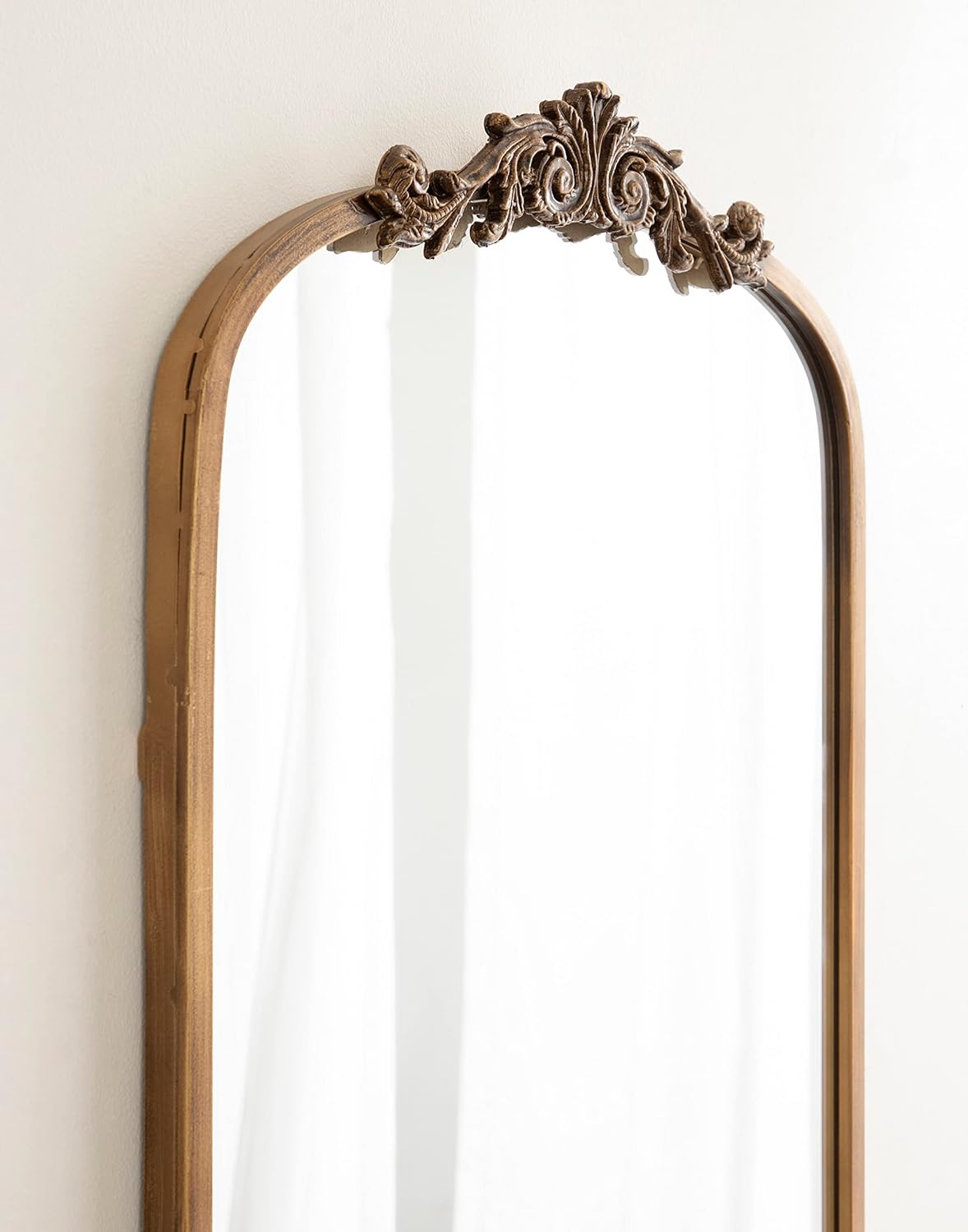 Kate and Laurel Arendahl Glam Arched Vintage Full Length Mirror; 18 x 58; Gold; Traditional Baroque Full Body Wall Mirror with Ornate Garland Inspired Crown
