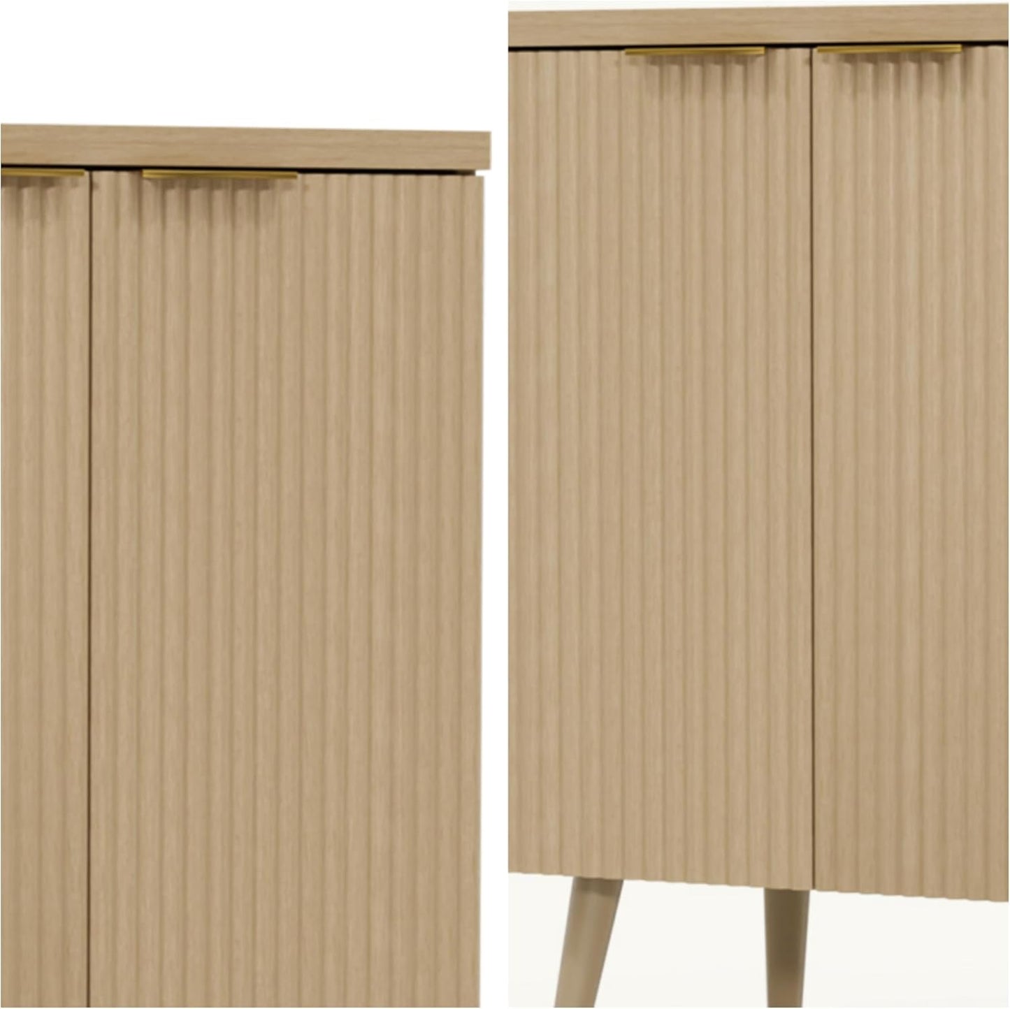 Buffet Cabinet, Sideboard Fluted Cabinet Modern Kitchen Buffet Storage Cabinets with Doors and Shelves, Wood Farmhouse Coffee Bar Station for Entryway & Dining Room & Living Room, Natual Oak