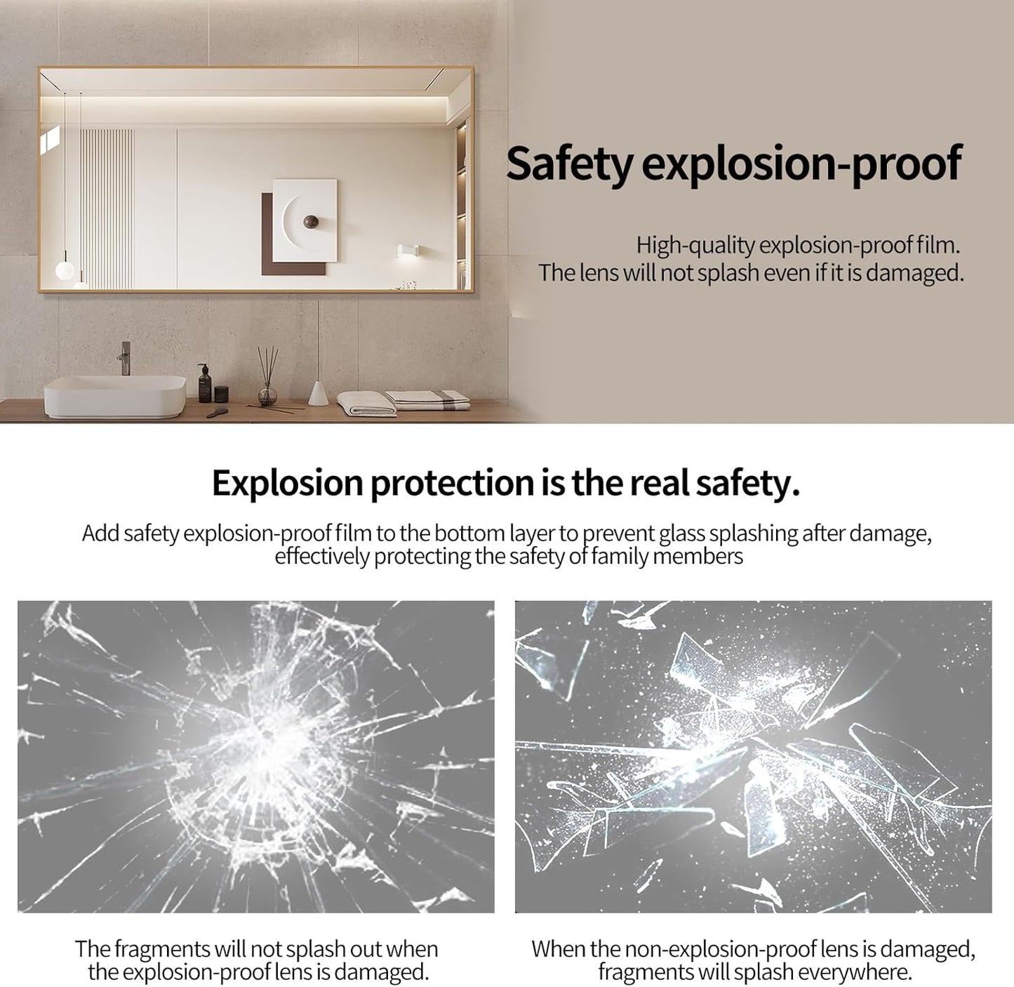 Golden Bathroom Mirror for Wall, Rectangle Mirrors with Metal Frame, Modern Vanity Wall Mirror Decor for Entryway Hangs, Bathroom Living Room Horizontal or Vertical(Golden, 30" L x 24" W)