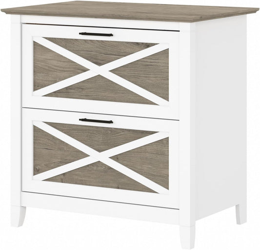 Bush Furniture Key West Lateral File Cabinet, Modern Farmhouse 2 Drawer File Cabinet for Home Office